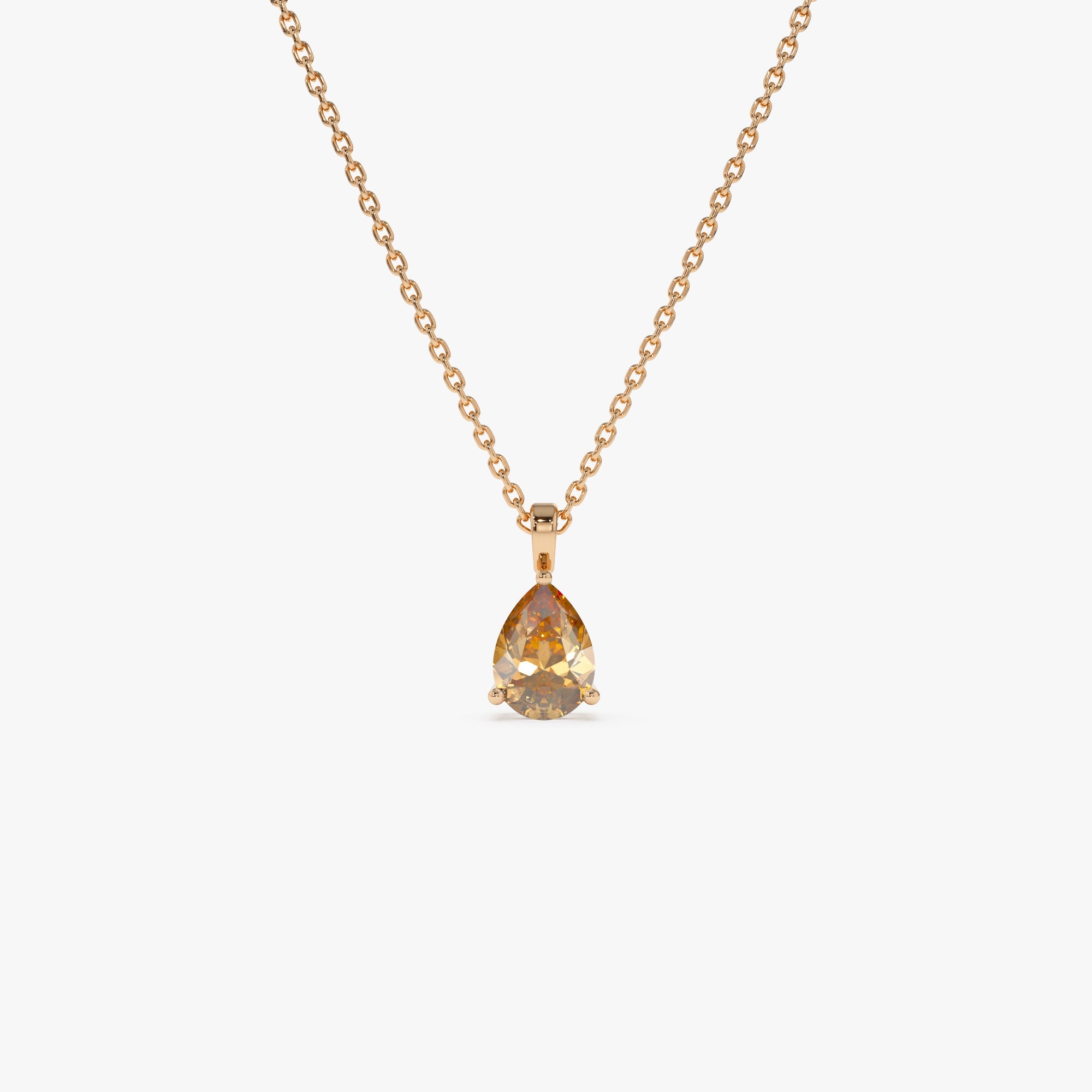 OBFJ0818 - 14k Pear Shape Citrine Solitaire Necklace 6