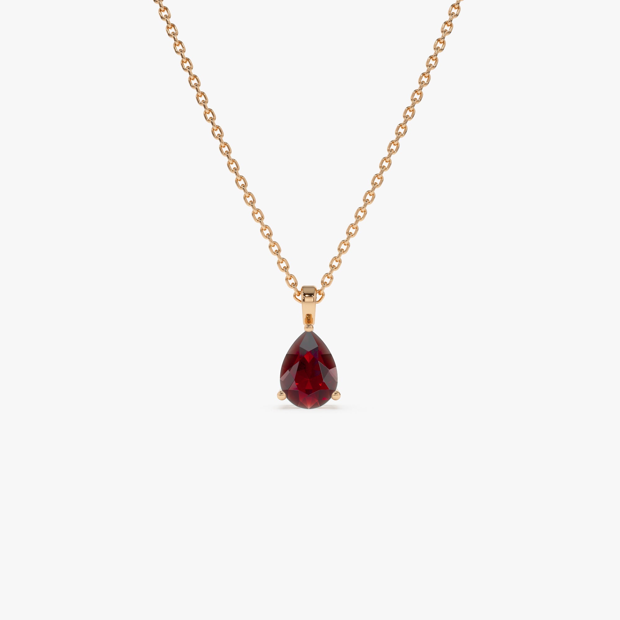 OBFJ0819 - 14k Pear Shape Garnet Solitaire Necklace 5