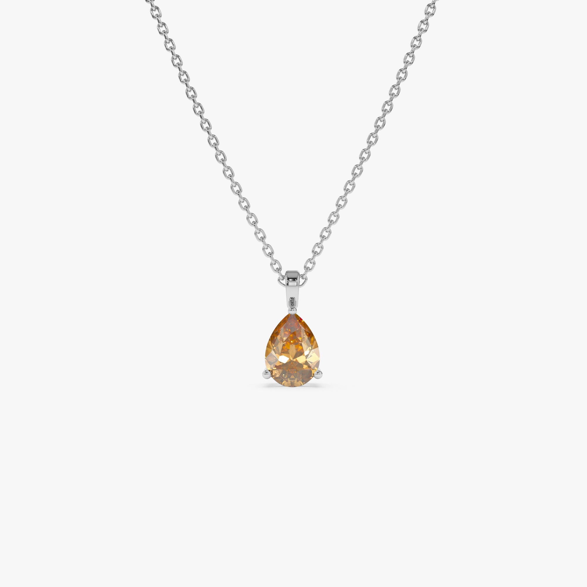 OBFJ0818 - 14k Pear Shape Citrine Solitaire Necklace 7