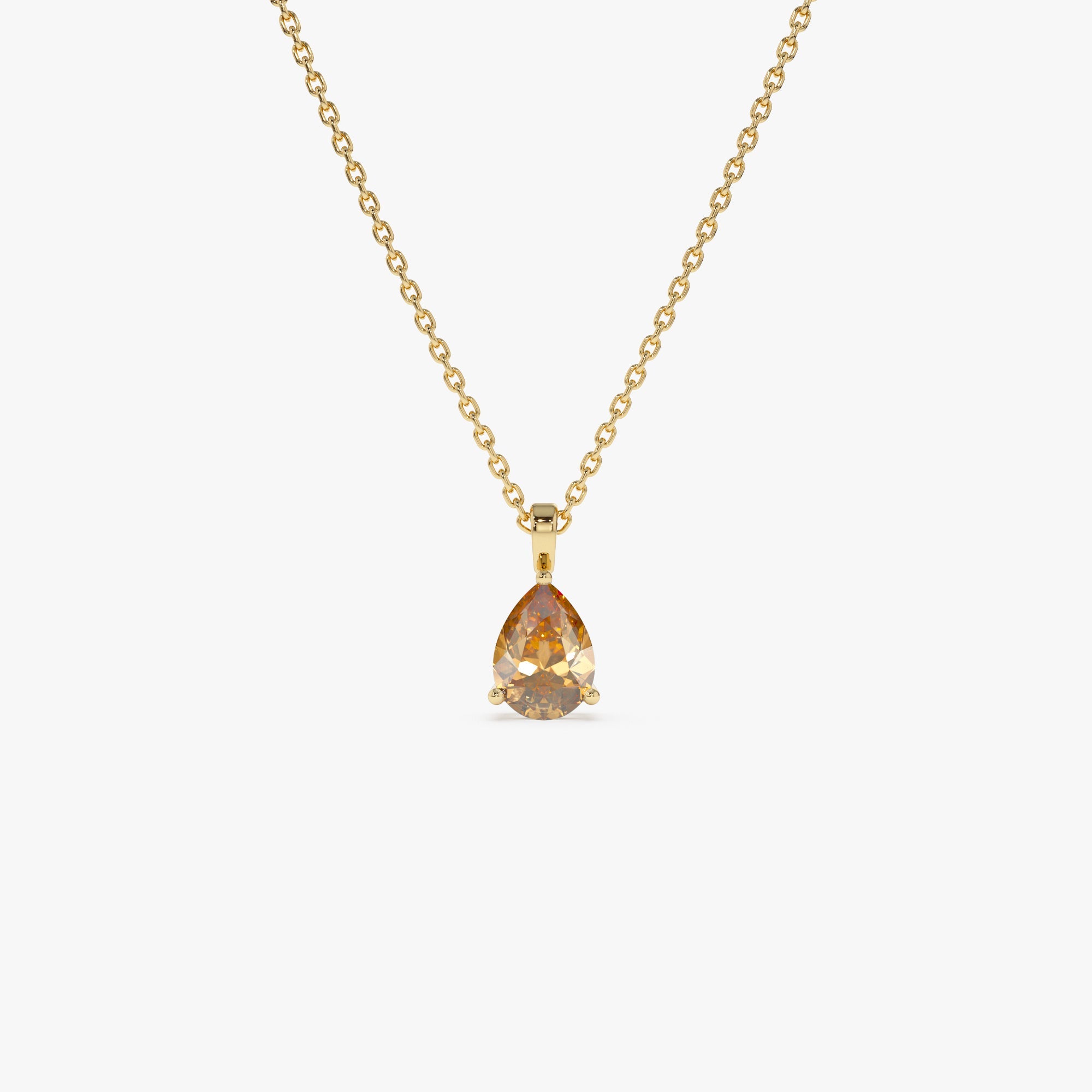 OBFJ0818 - 14k Pear Shape Citrine Solitaire Necklace 1