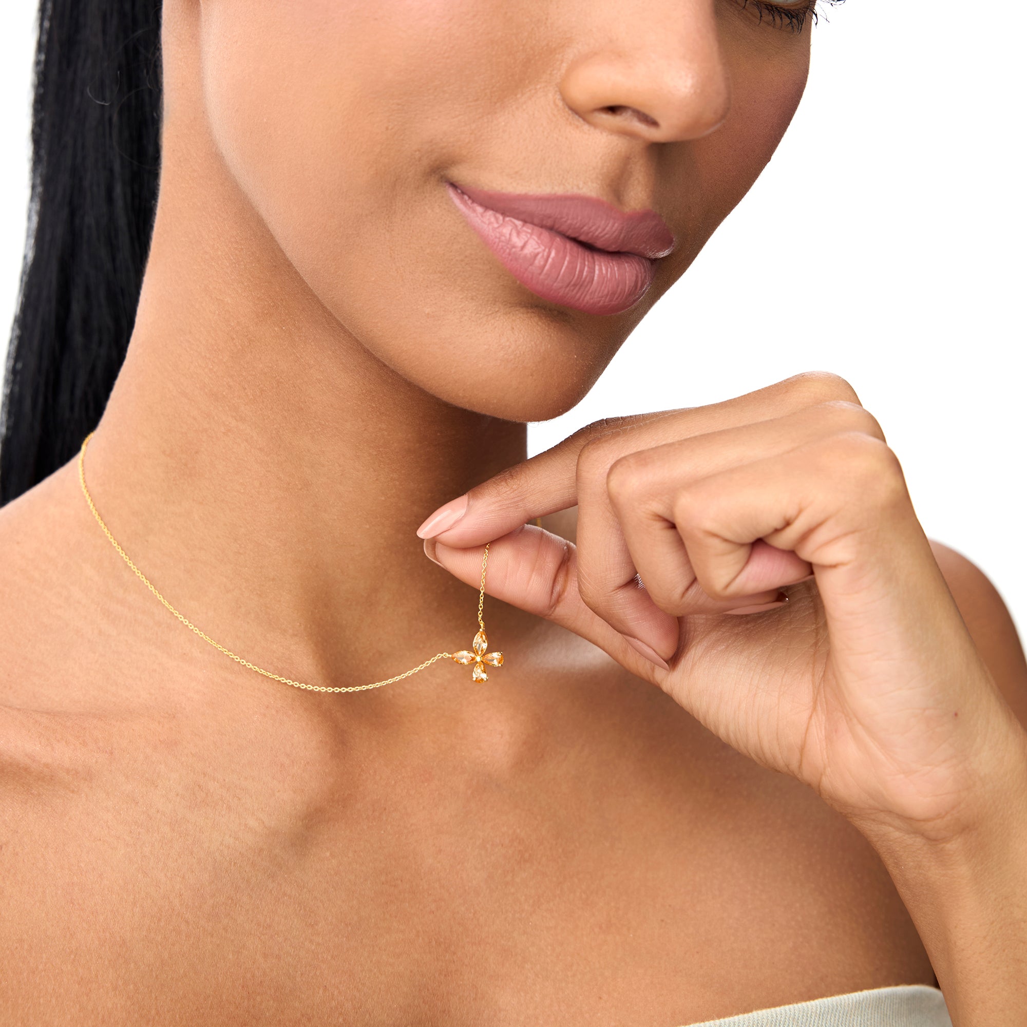OBFJ0825 - 14K Gold Citrine Butterfly Necklace 2