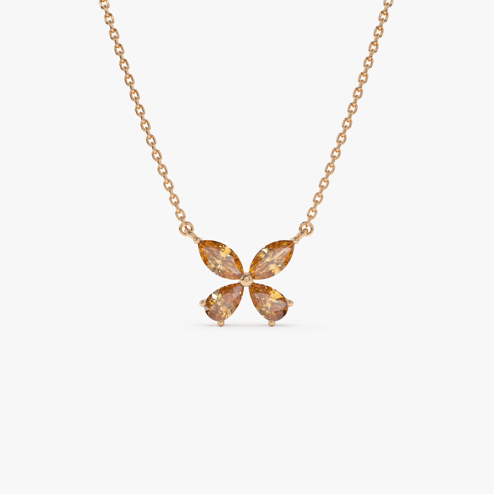 OBFJ0825 - 14K Gold Citrine Butterfly Necklace 5