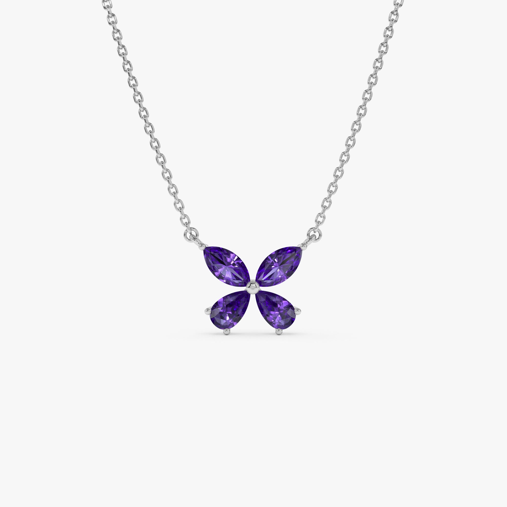 OBFJ0827 - 14K Gold Amethyst Butterfly Necklace 6