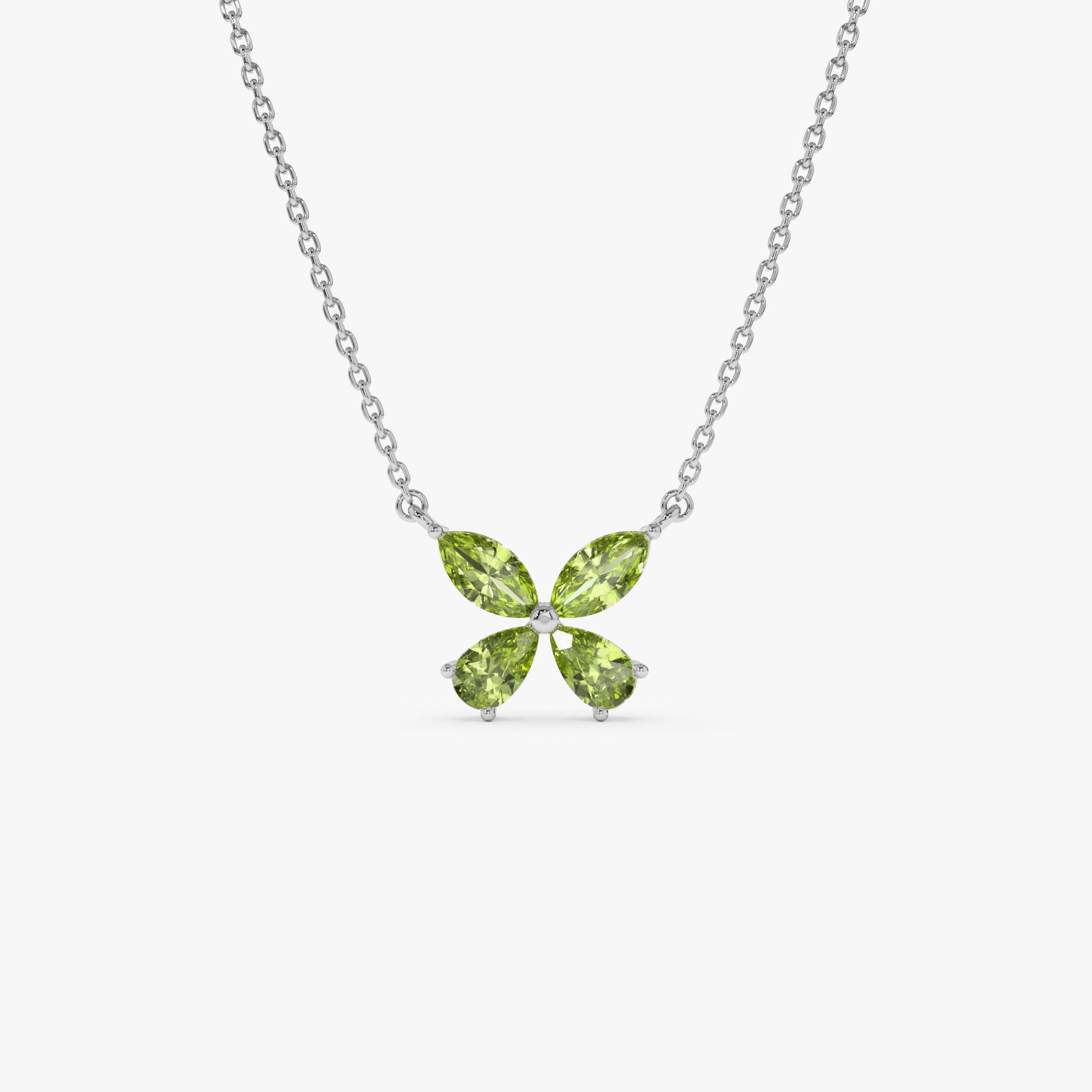 OBFJ0826 - 14K Gold Peridot Butterfly Necklace 6