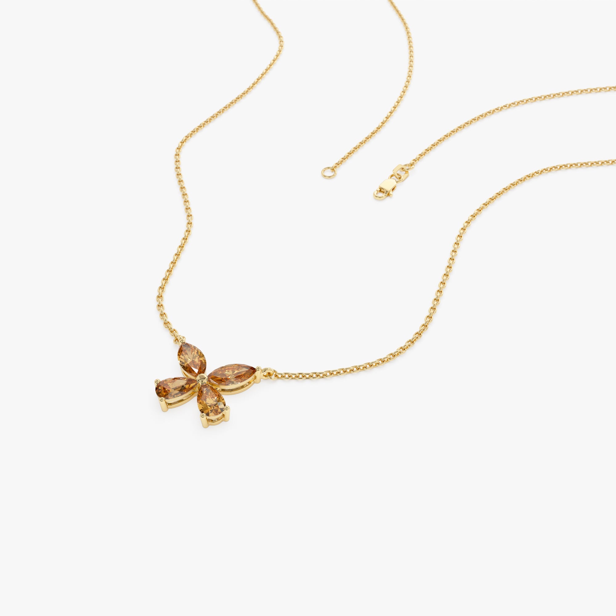 OBFJ0825 - 14K Gold Citrine Butterfly Necklace 7