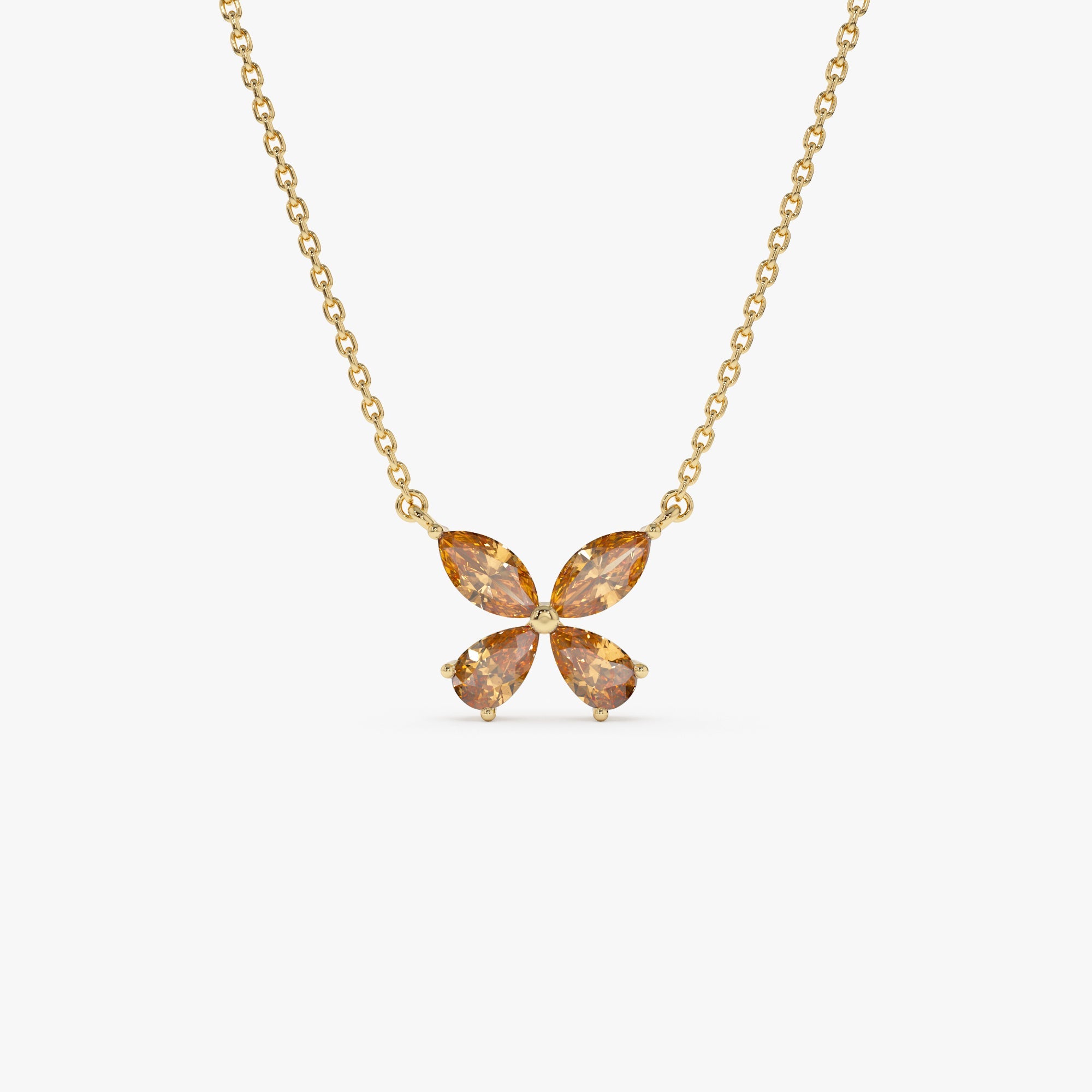 OBFJ0825 - 14K Gold Citrine Butterfly Necklace 1
