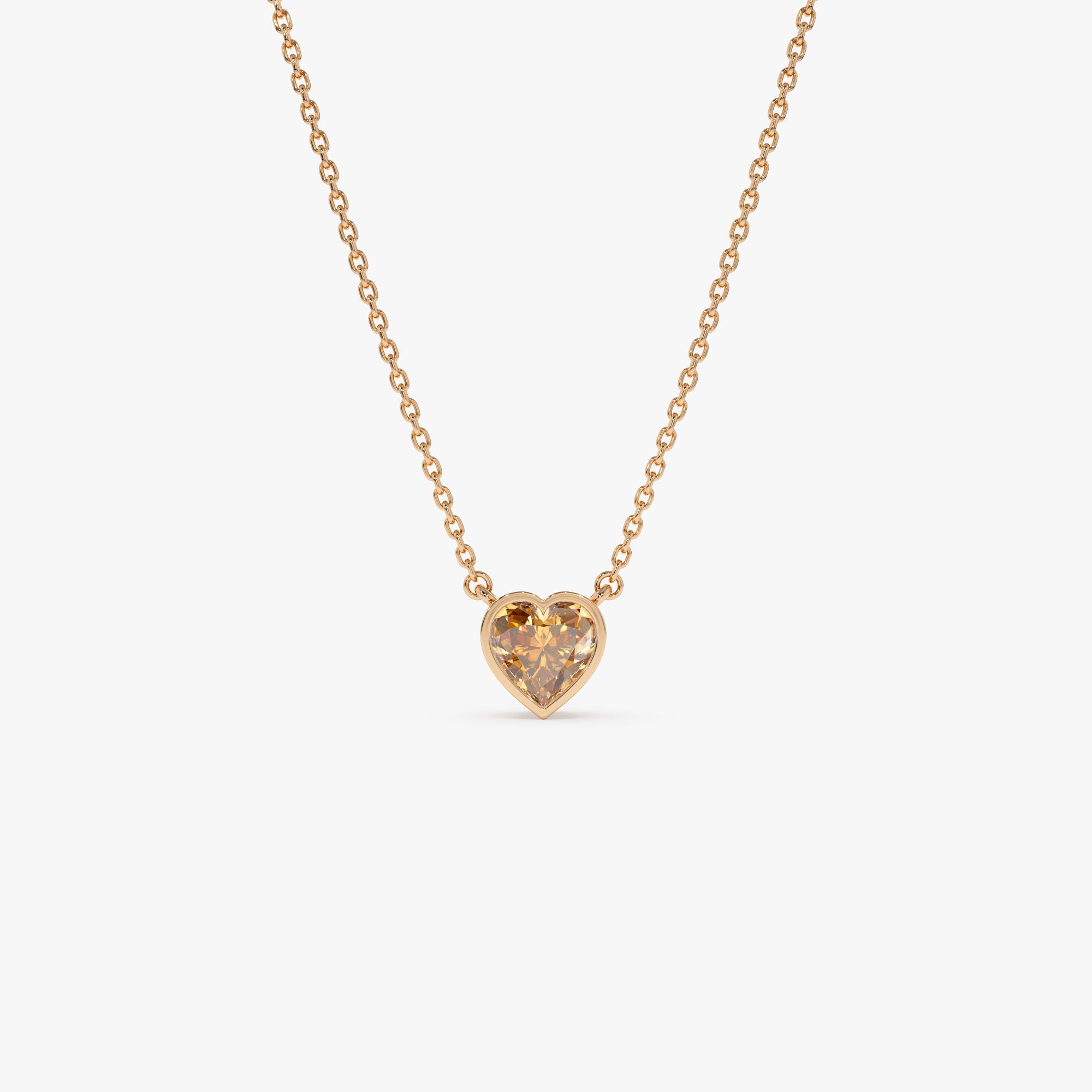 OBFJ0844 - 14K Gold Heart Shaped Citrine Layering Necklace 5