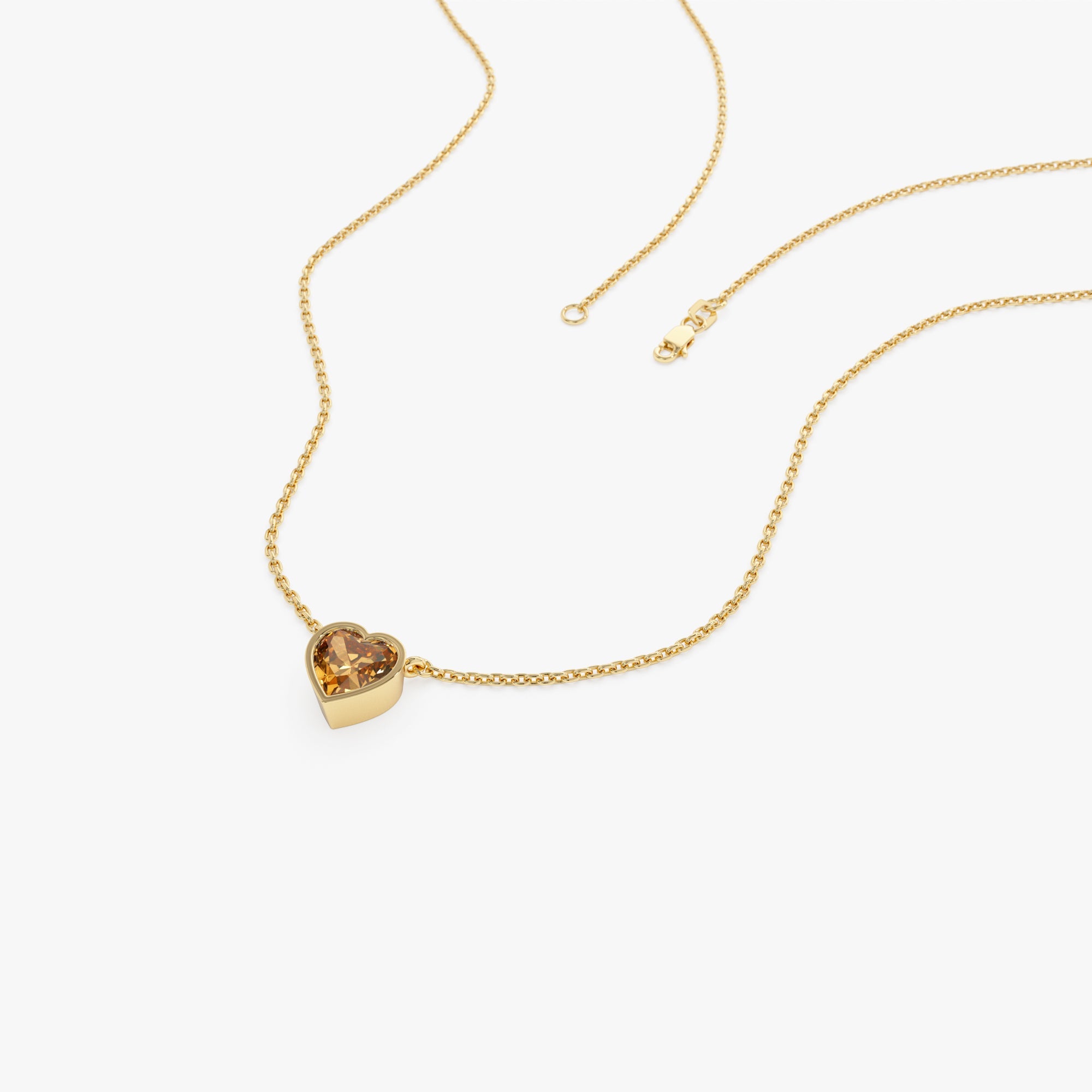 OBFJ0844 - 14K Gold Heart Shaped Citrine Layering Necklace 7