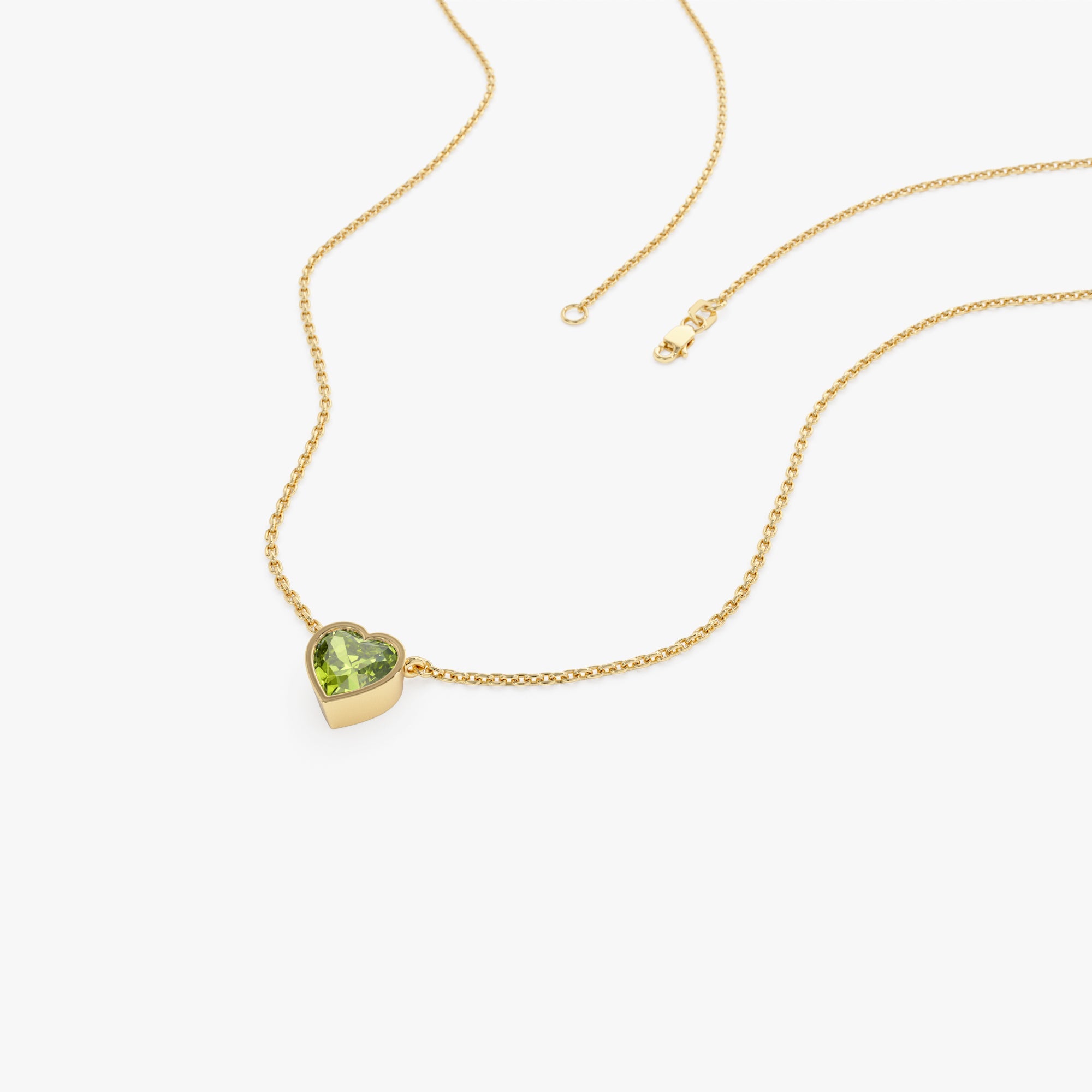 OBFJ0846 - 14K Gold Heart Shaped Peridot Layering Necklace 5