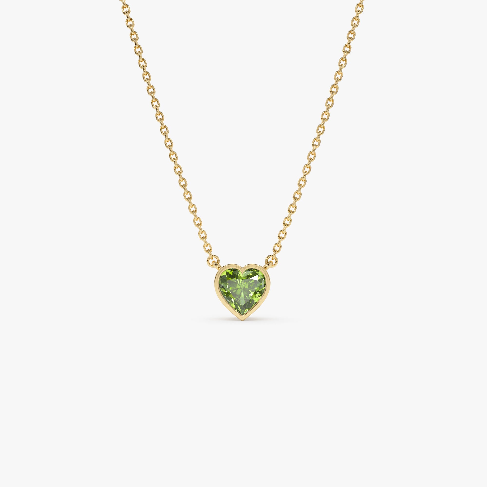 OBFJ0846 - 14K Gold Heart Shaped Peridot Layering Necklace 1