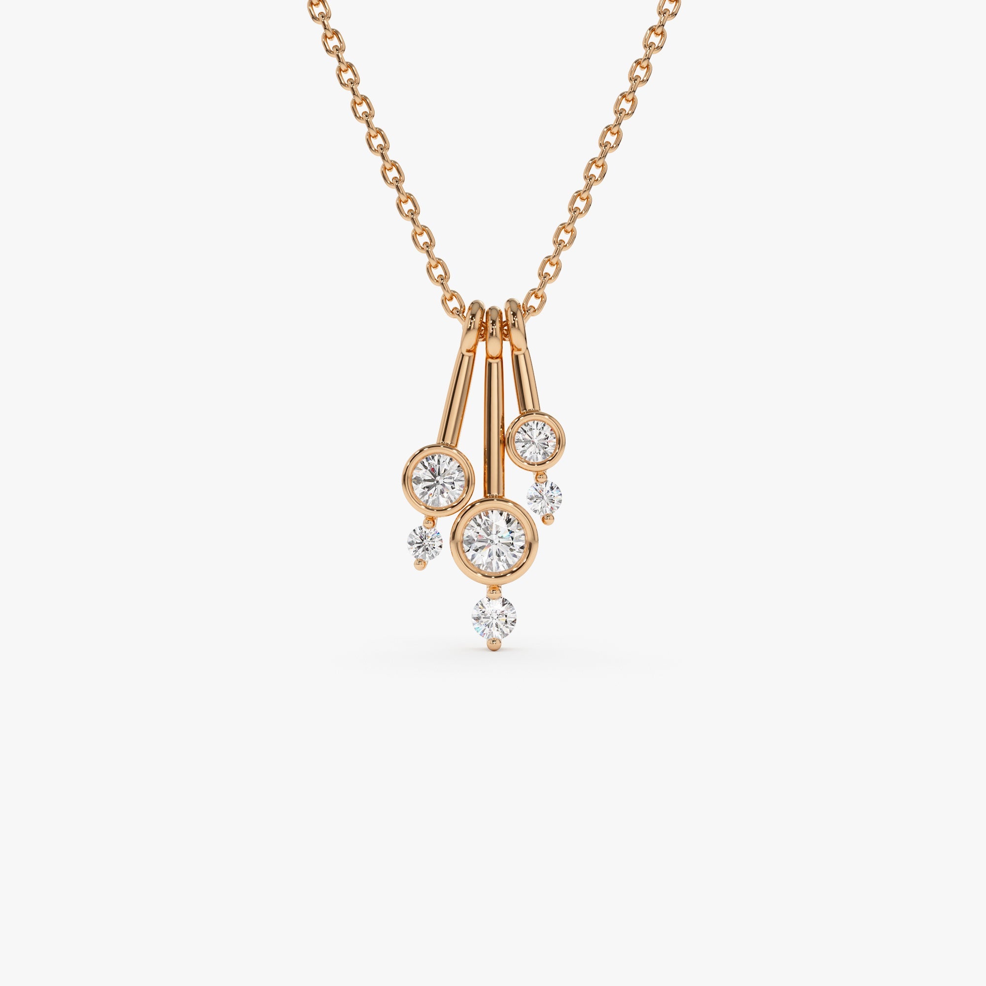 OBFJ0760 - 14k Multi Bezel Set Diamond Pendant 5