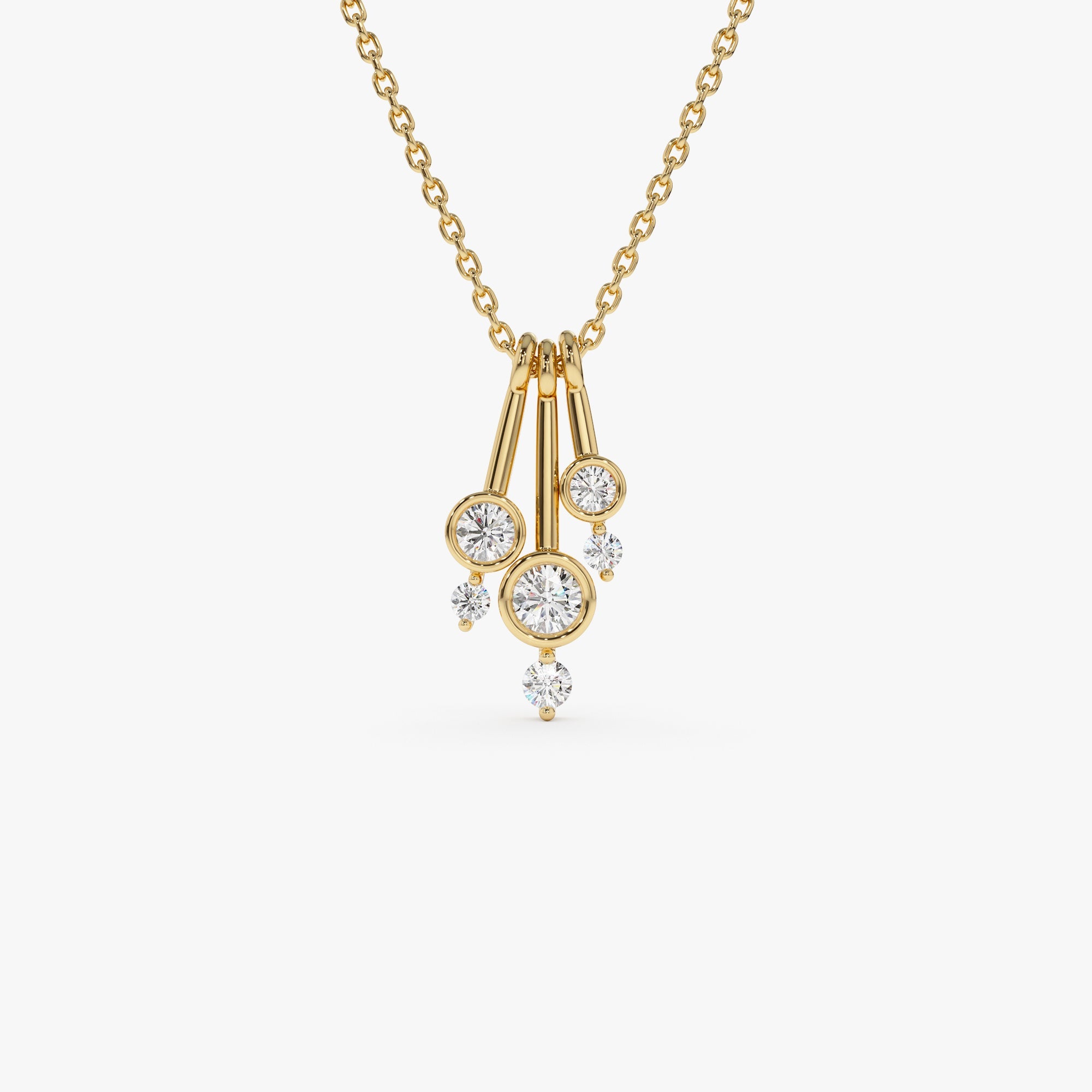 OBFJ0760 - 14k Multi Bezel Set Diamond Pendant 1