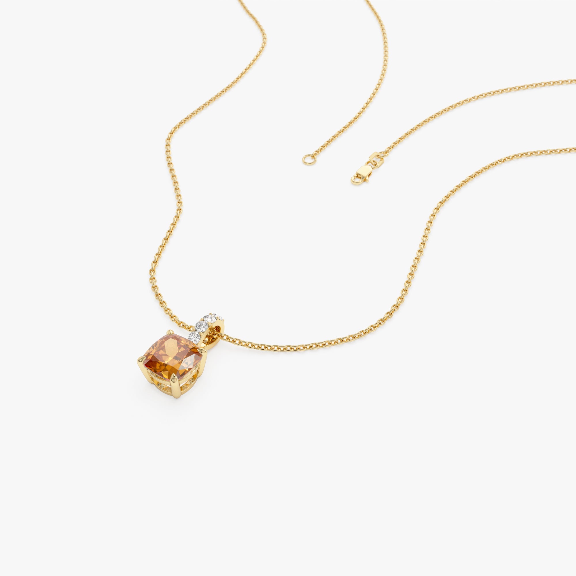 OBFJ0466 - 14K Cushion Cut Citrine with Diamond Bail 8