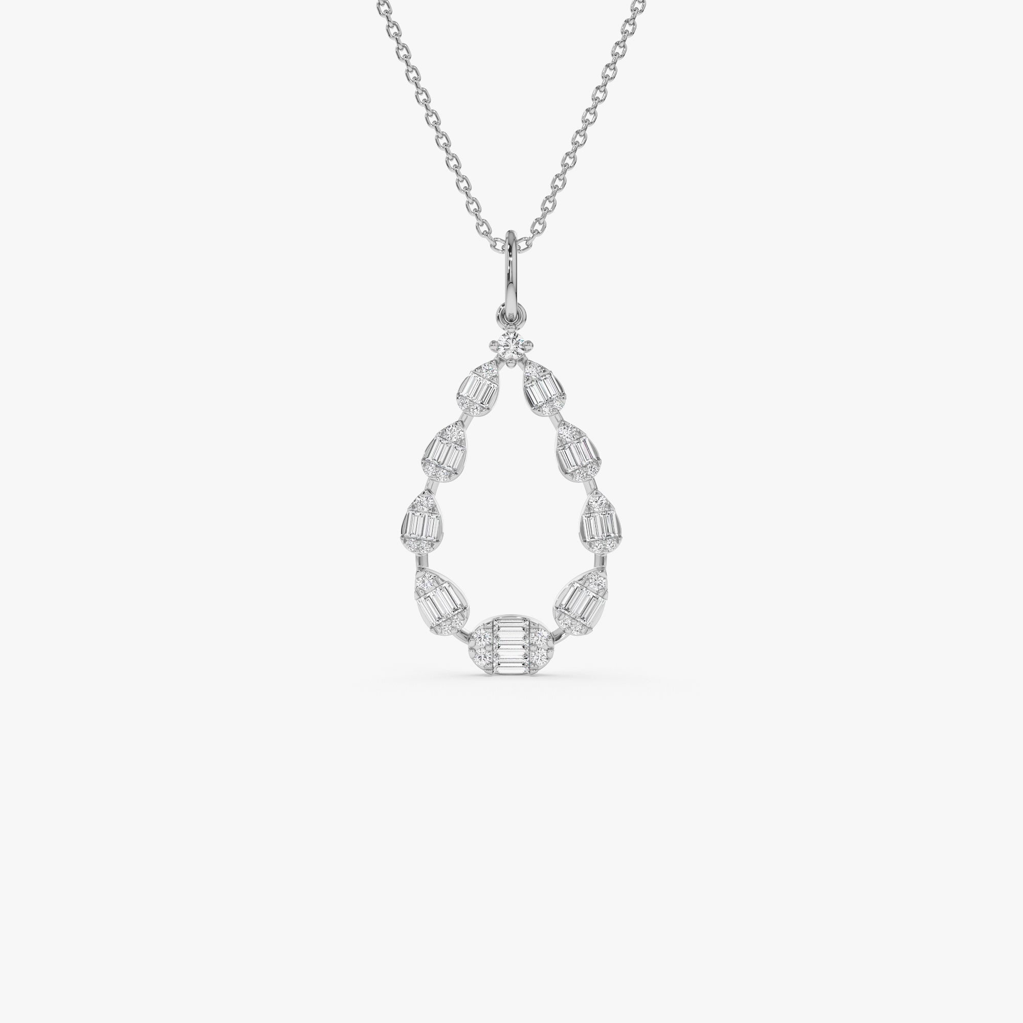 OBFJ0552 - 14k Elegant Diamond Pear Shape Necklace 7