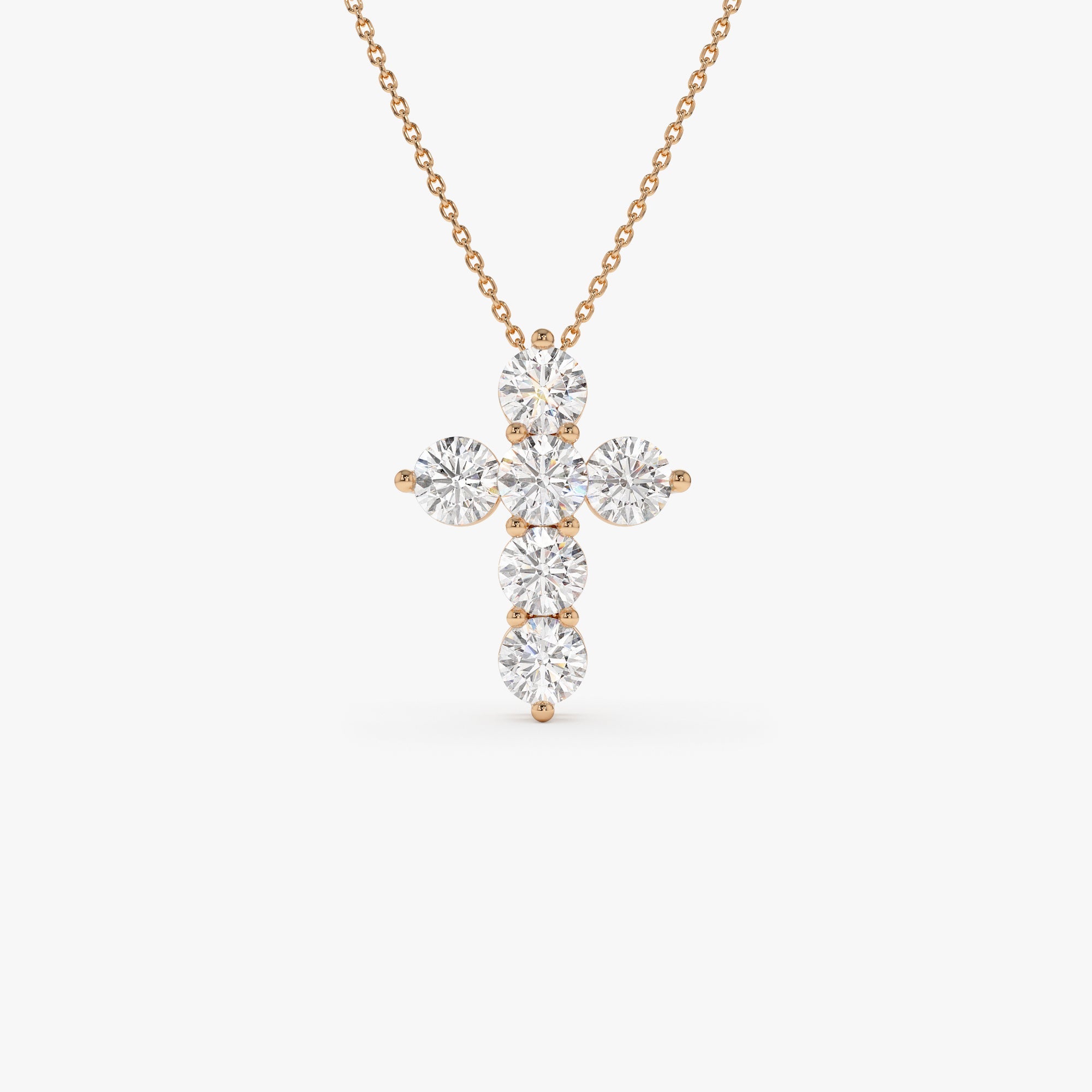OBFJ0577 - 3.00 ctw 14k Prong Setting Round Brilliant Shape Lab Grown Diamond Cross - Isra 7