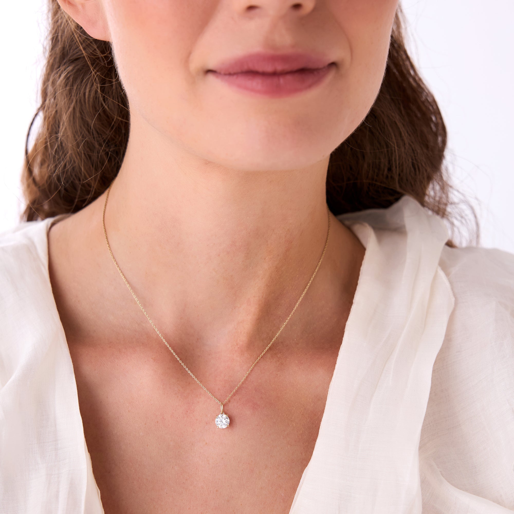 OBFJ0421 - 1.00 Ctw 14k Round Solitaire Lab Grown Diamond Classic Charm Necklace - Fania 3