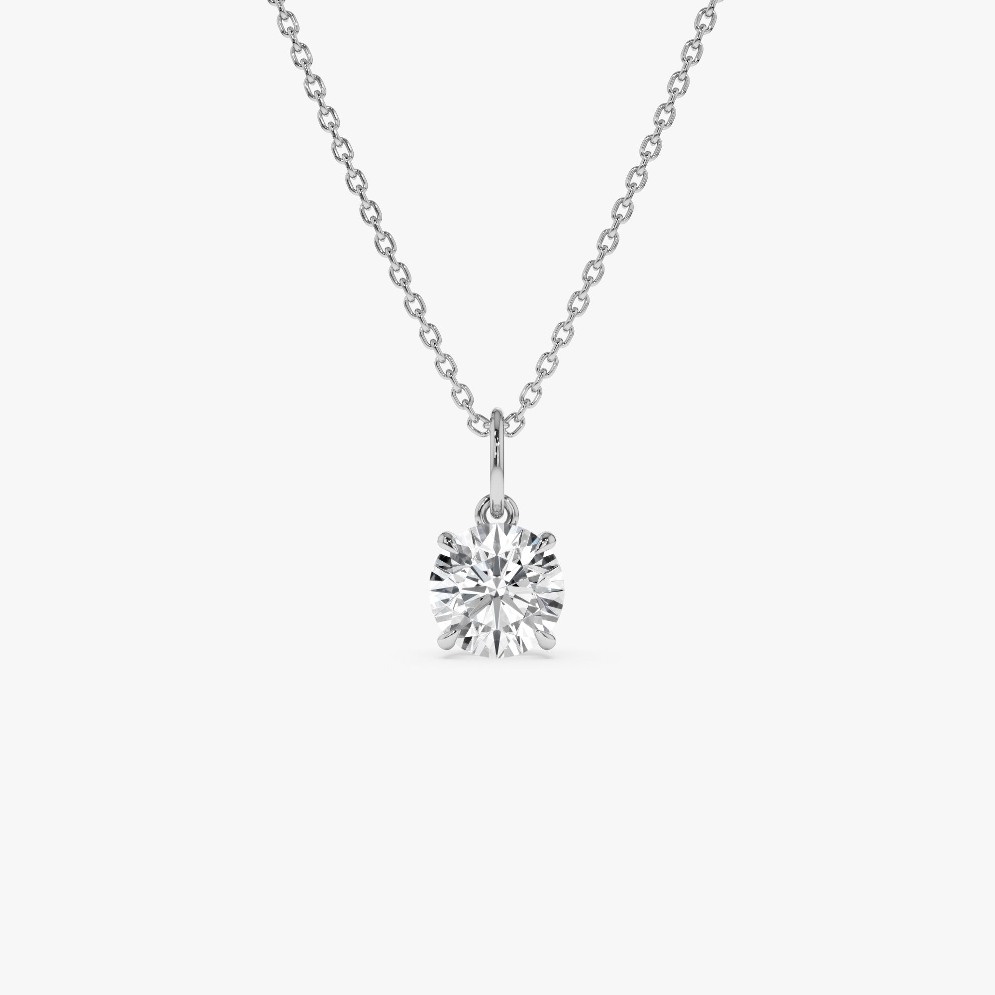 OBFJ0421 - 1.00 Ctw 14k Round Solitaire Lab Grown Diamond Classic Charm Necklace - Fania 7