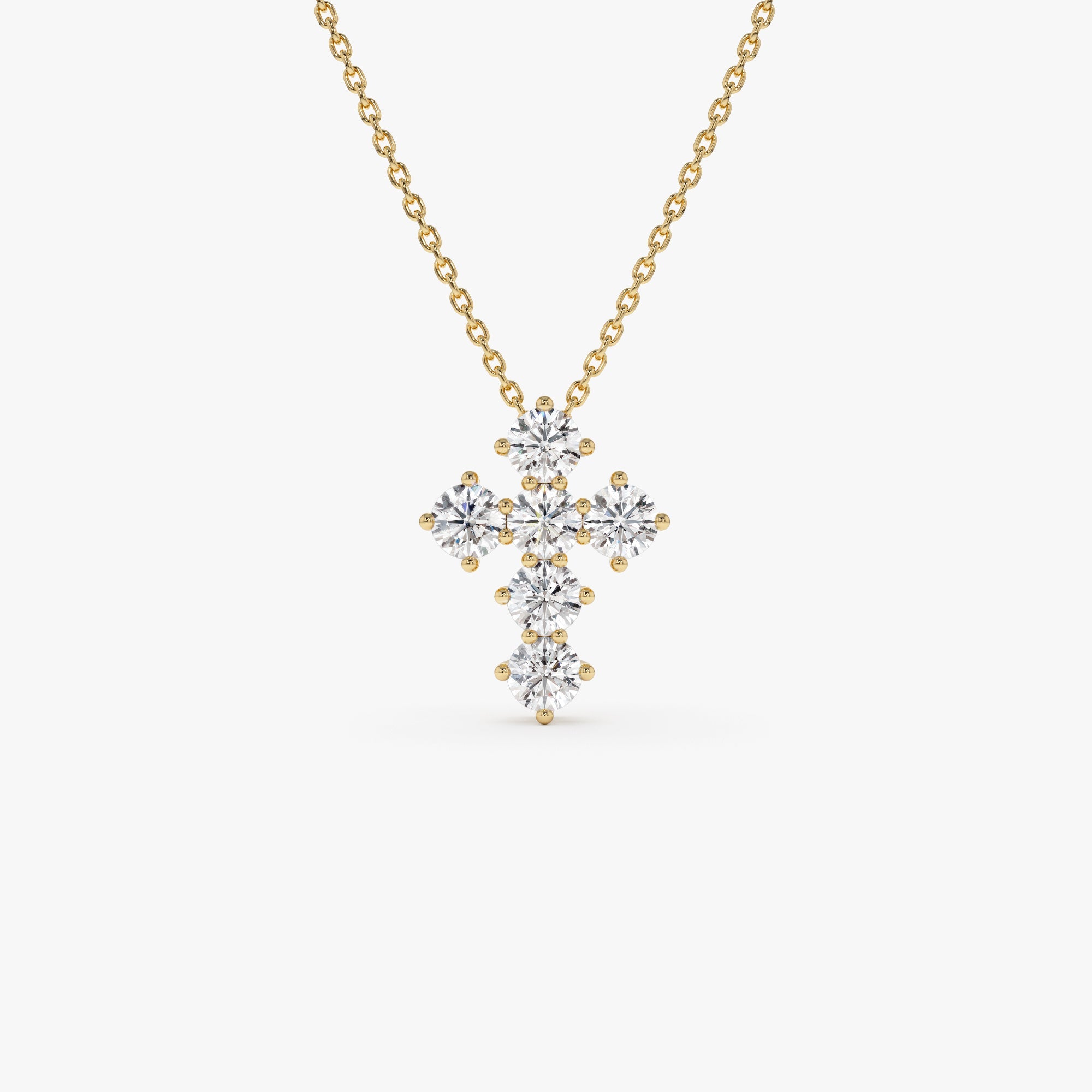 OBFJ0508 - 14k 0.99 Ctw Round Brilliant Lab Grown Diamond Cross Necklace - Imani 1