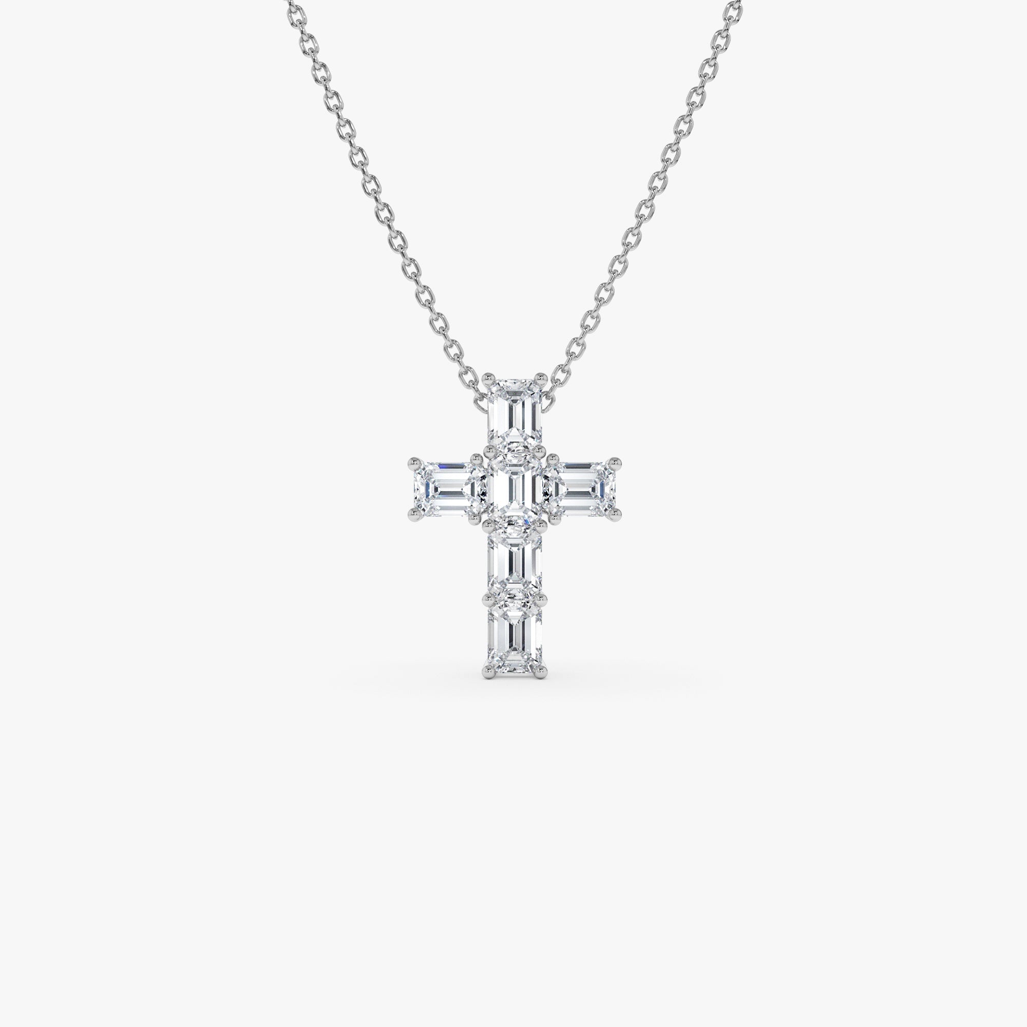 OBFJ0507 - 1.25 Ctw 14k Emerald Cut Lab Grown Diamond Cross Necklace - Addison 6