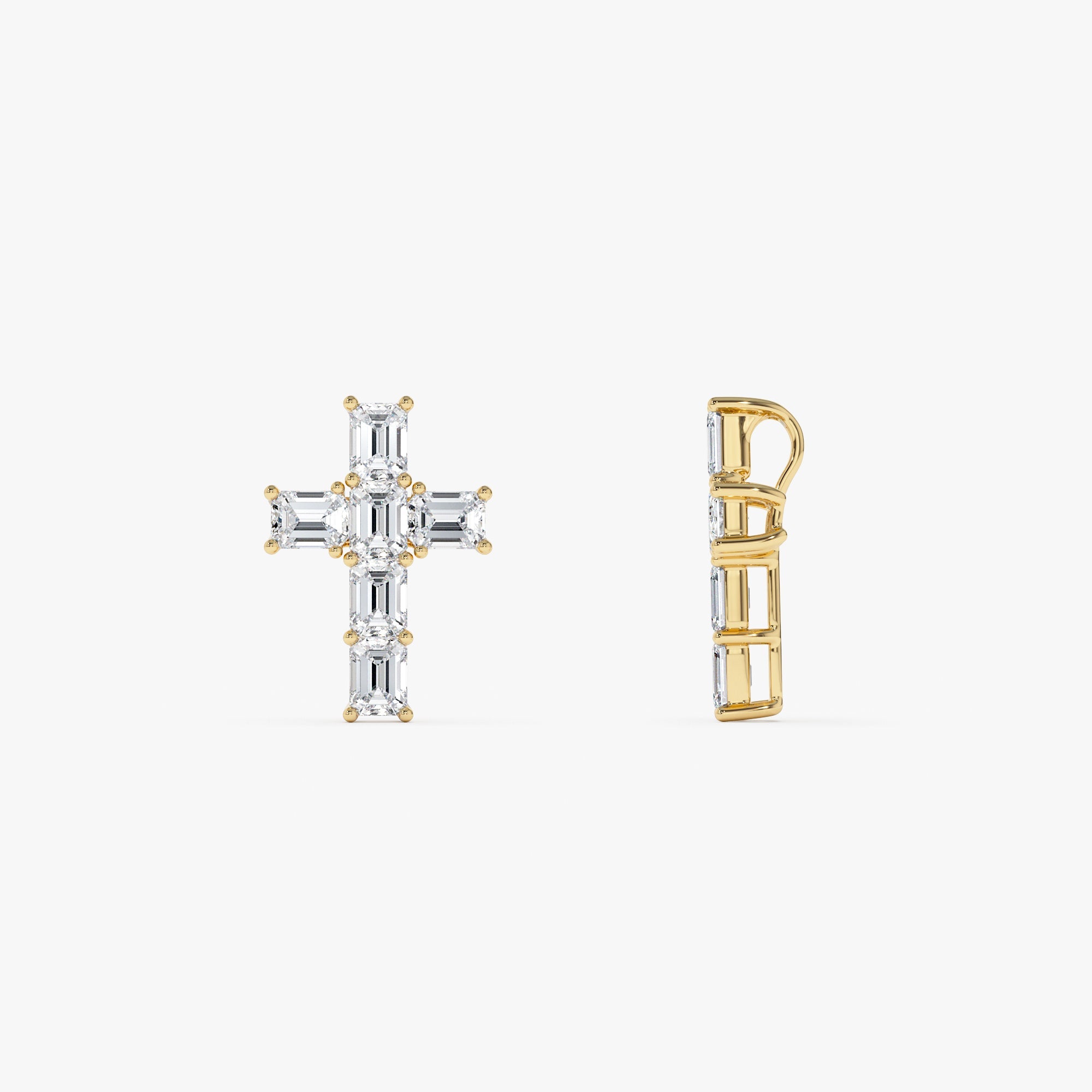 OBFJ0507 - 1.25 Ctw 14k Emerald Cut Lab Grown Diamond Cross Necklace - Addison 8