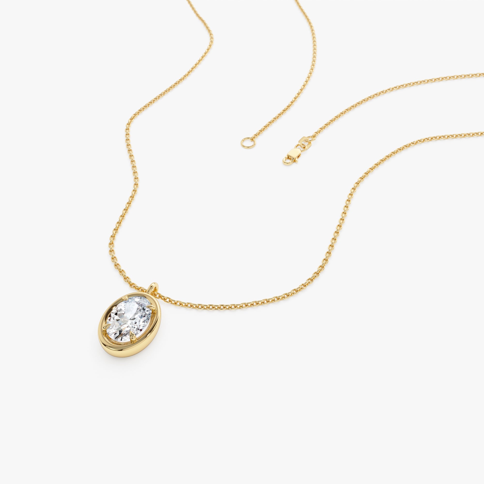 OBFJ0543 - 1.00 Ctw 14k Bezel Setting Oval Shaped Lab Grown Diamond Charm Necklace - Vivia 8