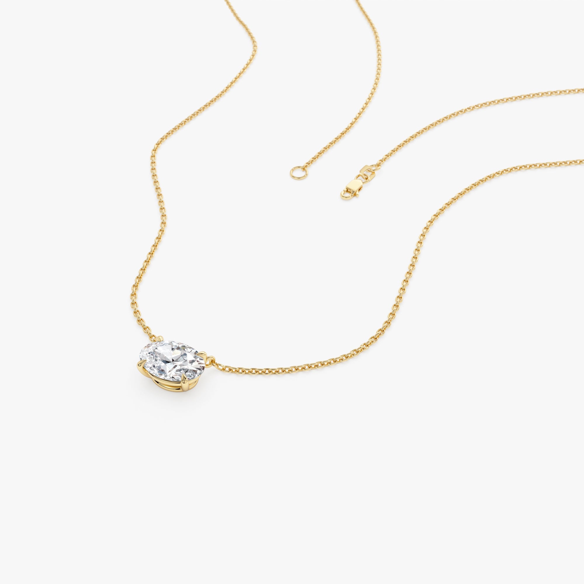 OBFJ0541 - 1.00 Ctw 14k Prong Setting Oval Shape Lab Grown Diamond Solitaire Necklace - Mara 6