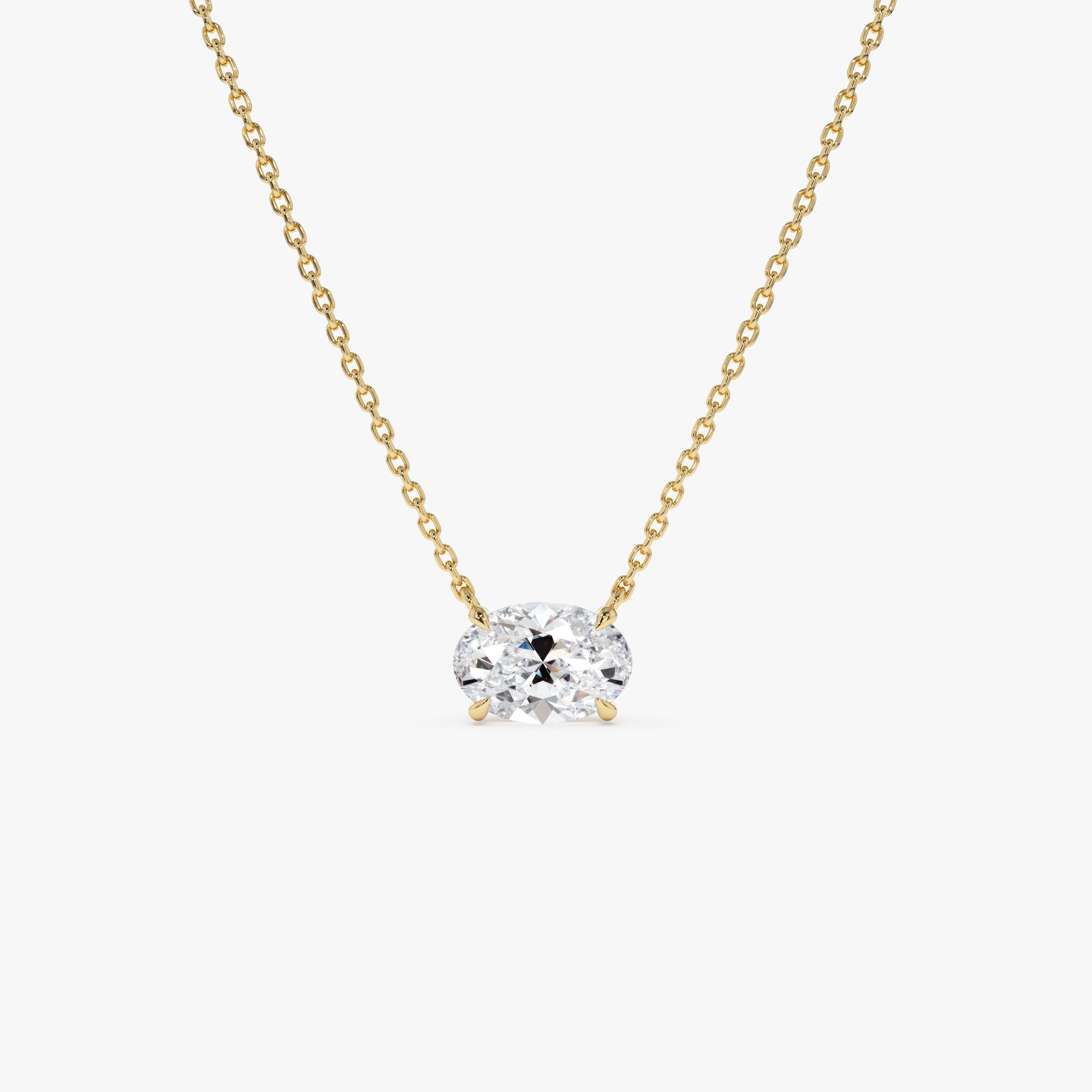 OBFJ0541 - 1.00 Ctw 14k Prong Setting Oval Shape Lab Grown Diamond Solitaire Necklace - Mara 1