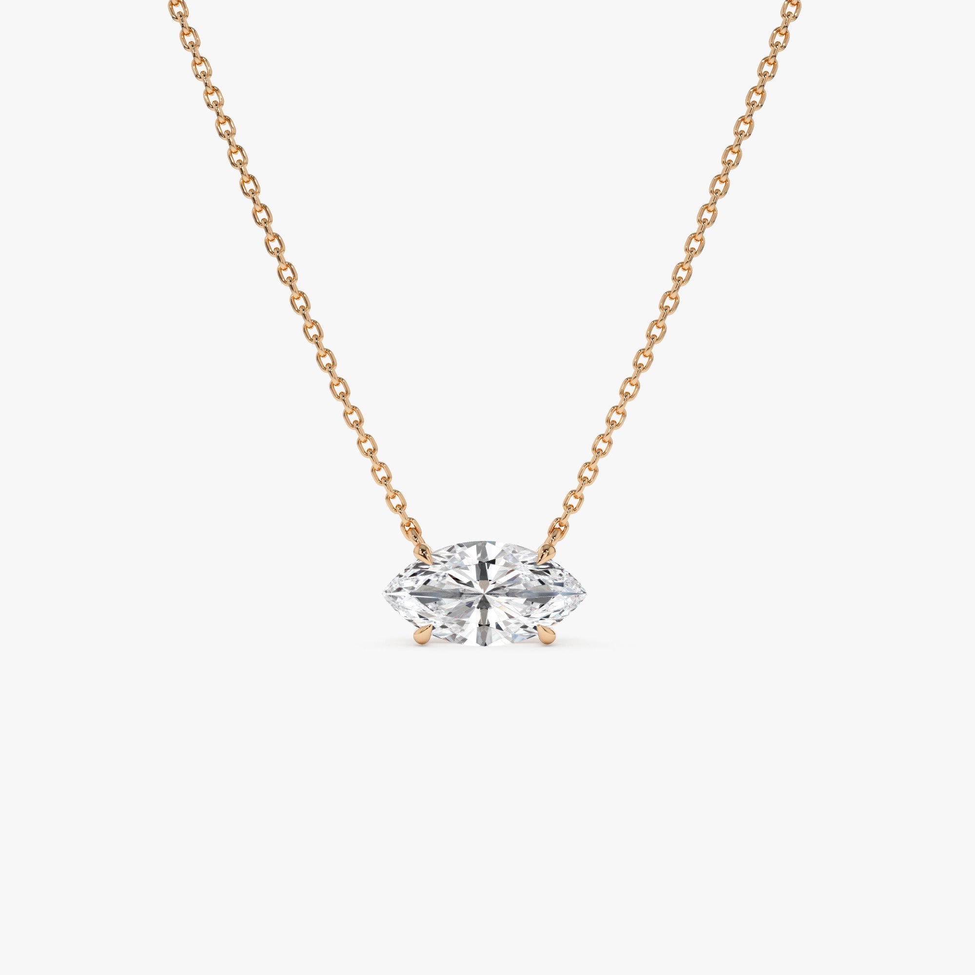 OBFJ0542 - 1.00 Ctw 14k Prong Setting Marquise Shape Lab Grown Diamond Solitaire Necklace - Lilia 7