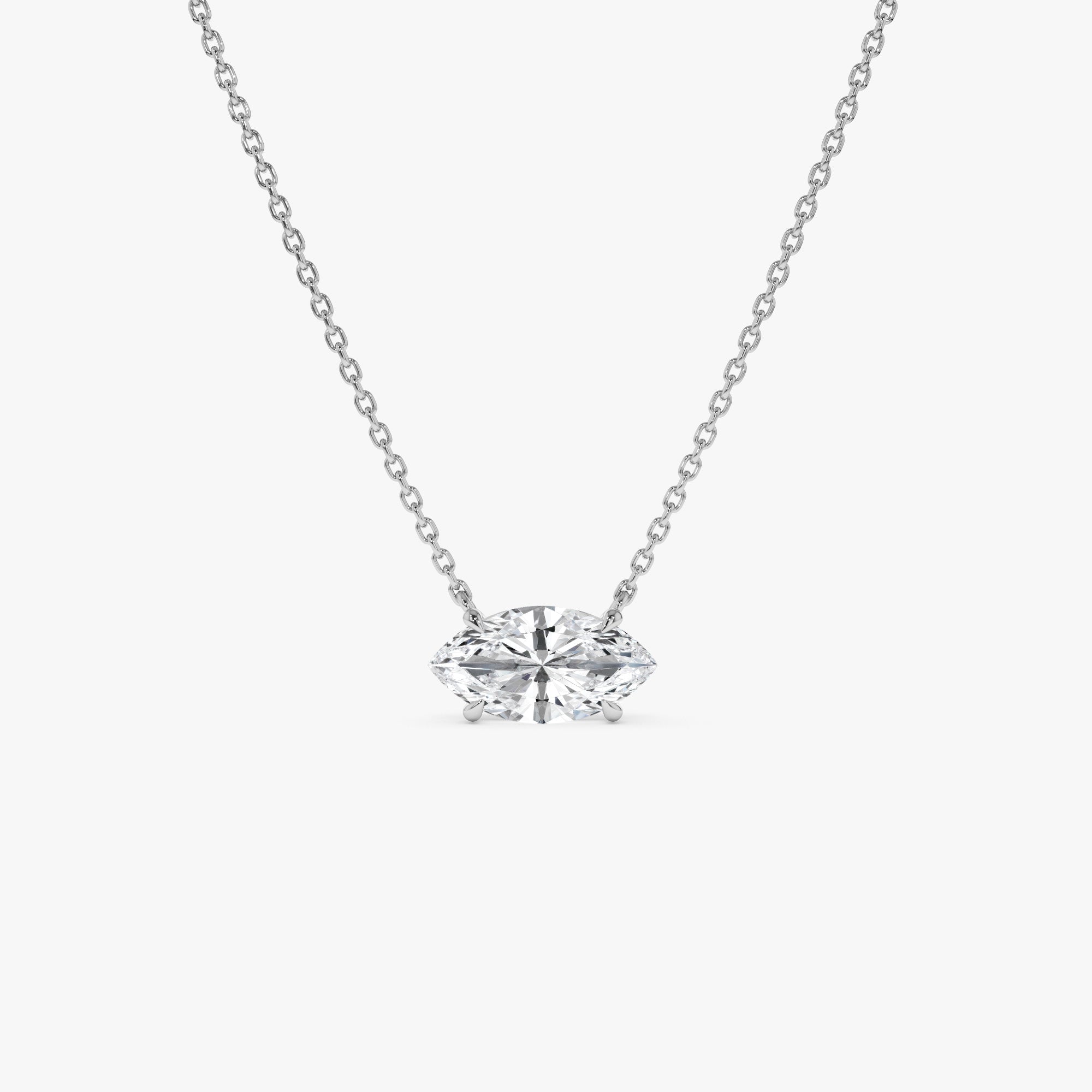 OBFJ0542 - 1.00 Ctw 14k Prong Setting Marquise Shape Lab Grown Diamond Solitaire Necklace - Lilia 6