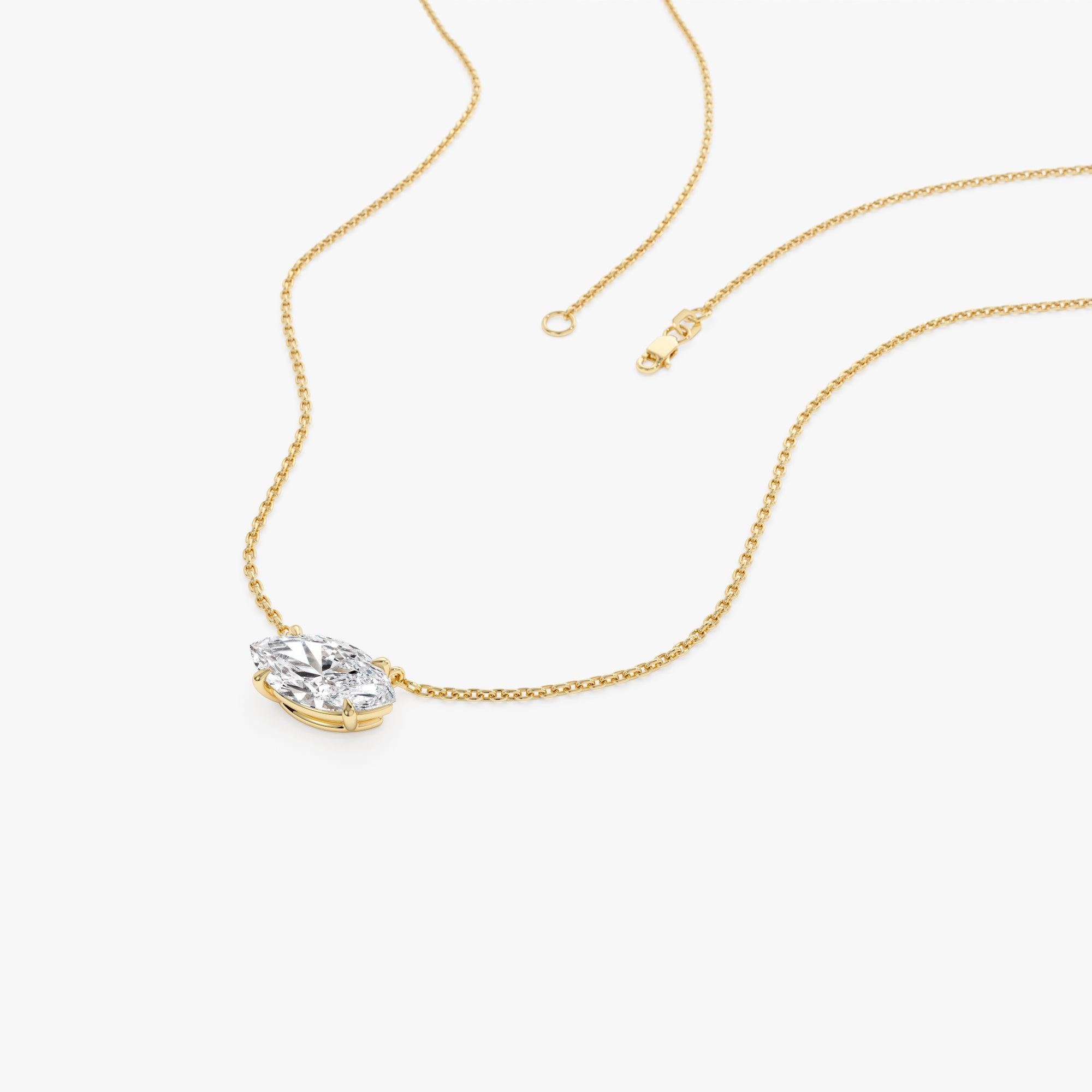 OBFJ0542 - 1.00 Ctw 14k Prong Setting Marquise Shape Lab Grown Diamond Solitaire Necklace - Lilia 8