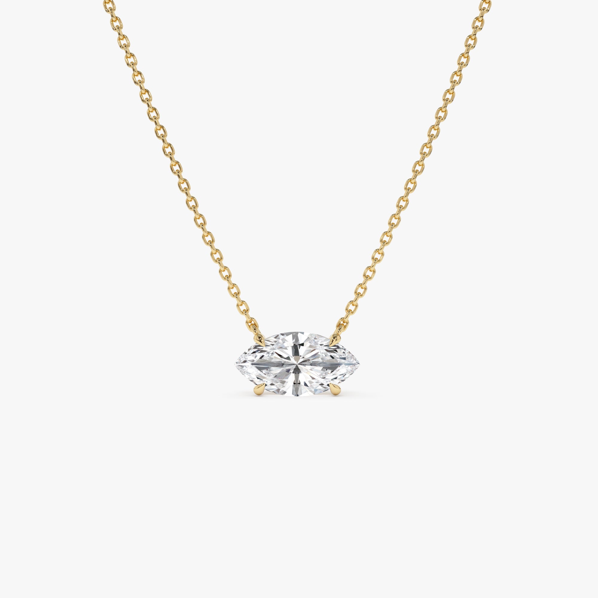 OBFJ0542 - 1.00 Ctw 14k Prong Setting Marquise Shape Lab Grown Diamond Solitaire Necklace - Lilia 1