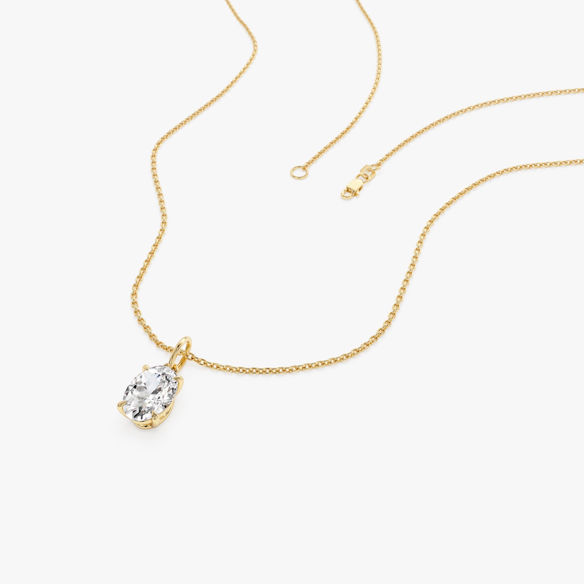 OBFJ0414 - 1.00 Ctw 14k Oval Shaped Lab Grown Diamond Classic Charm Necklace - Elda 6