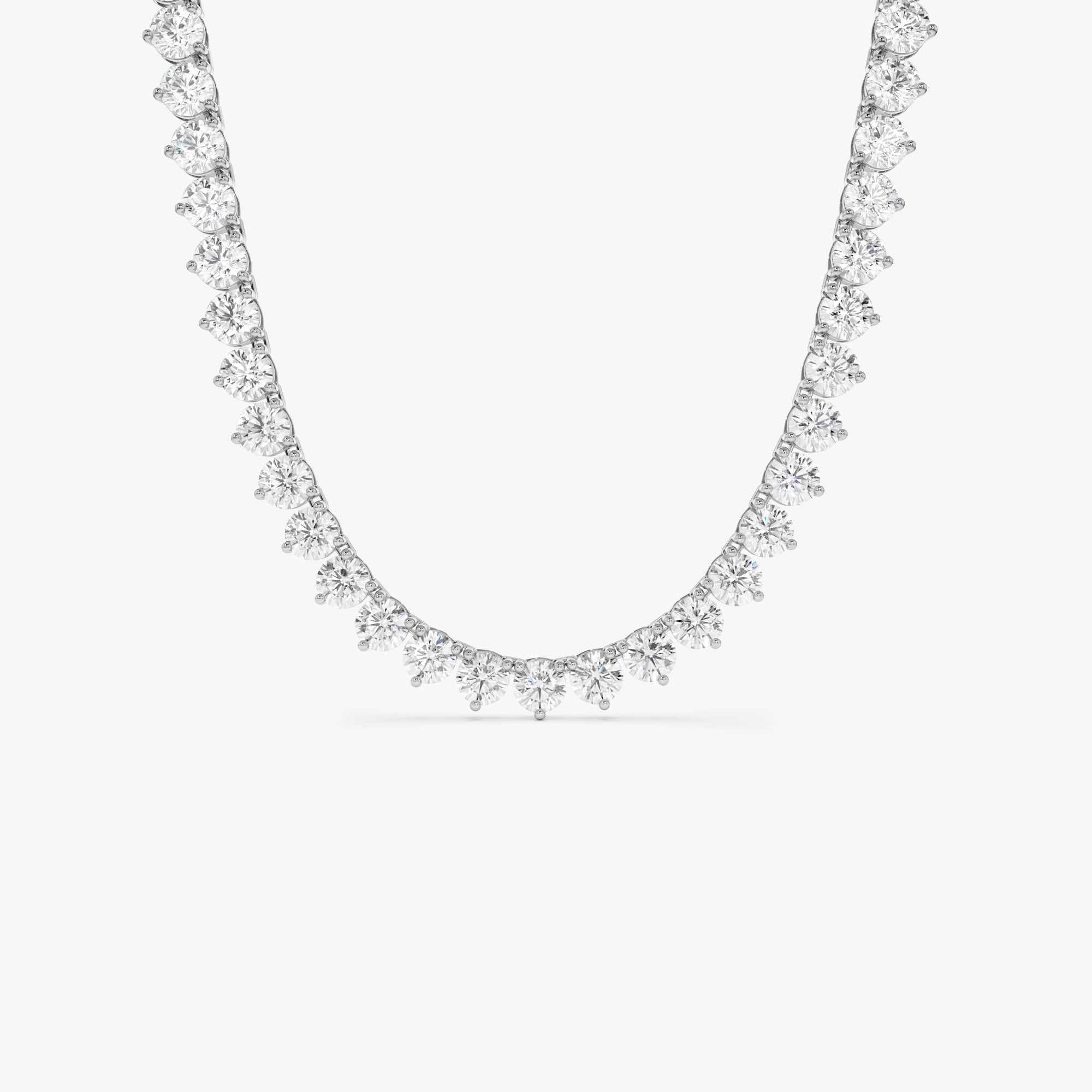 OBFJ0443 - 13.30ctw 14k Round Shaped Lab Grown Diamond Tennis Necklace - Dalia 6