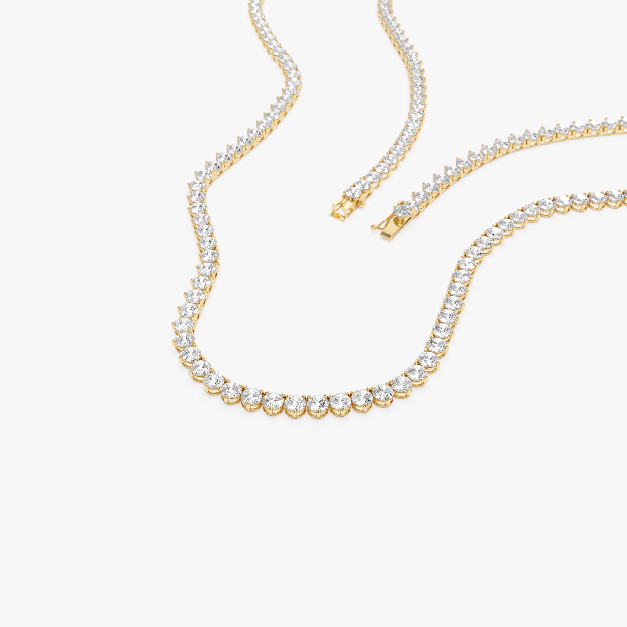 OBFJ0443 - 13.30ctw 14k Round Shaped Lab Grown Diamond Tennis Necklace - Dalia 7