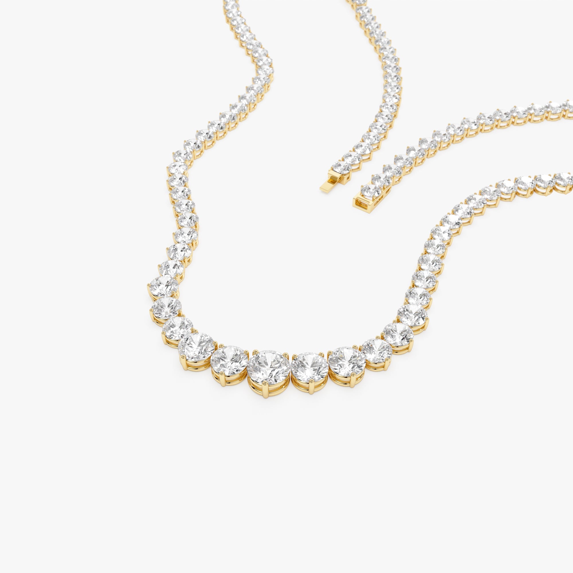 OBFJ0442 - 15.45ctw 14k Round Shaped Lab Grown Graduating Diamond Tennis Necklace - Noor 5
