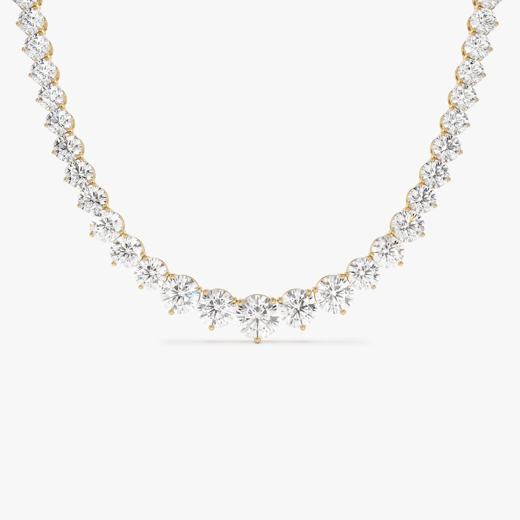 OBFJ0442 - 15.45ctw 14k Round Shaped Lab Grown Graduating Diamond Tennis Necklace - Noor 1