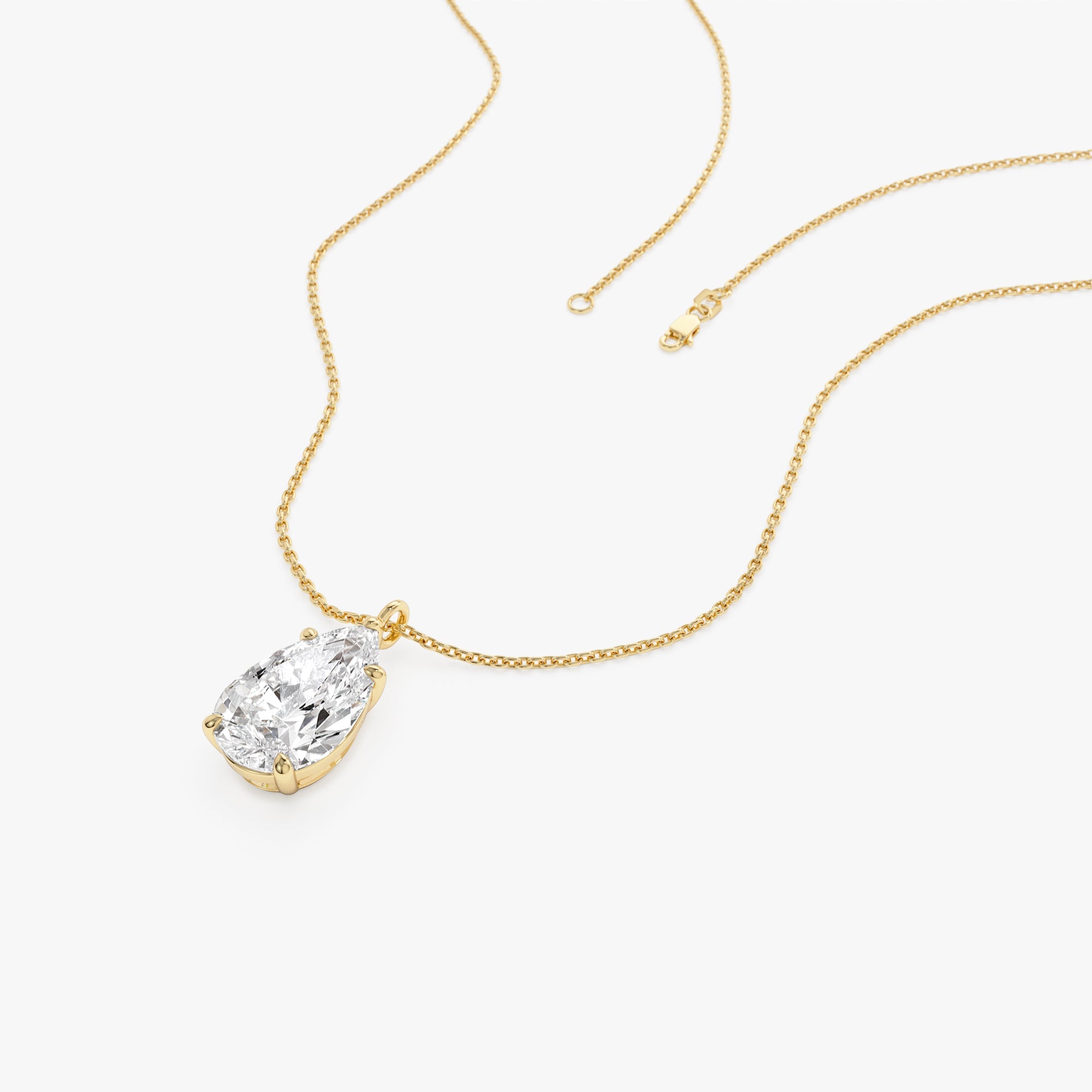 OBFJ0407 - 3.00 Ctw 14k Pear Shaped Lab Grown Diamond Statement Pendant Necklace - Clio 6
