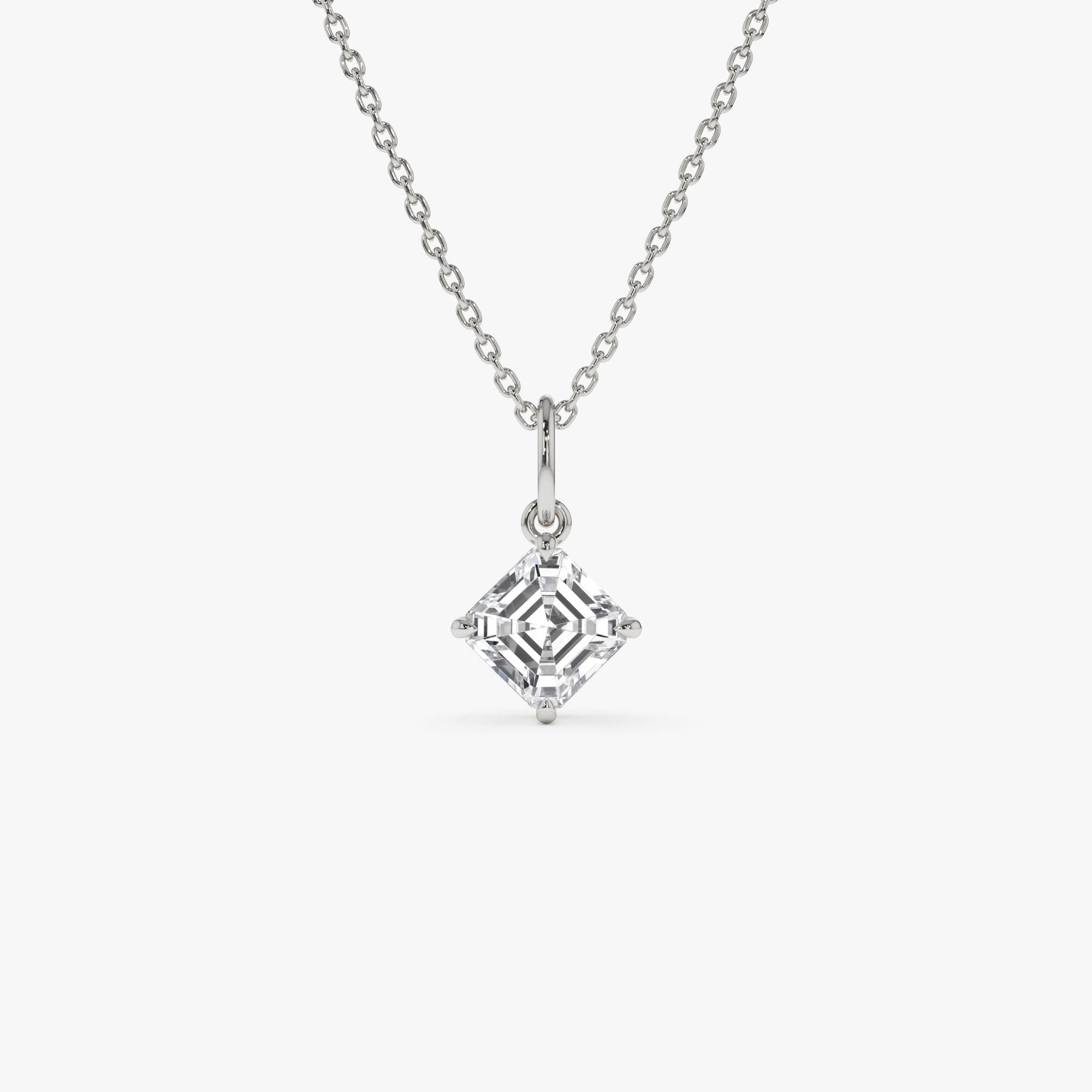 OBFJ0341 - 1.00 Ctw 14k Asscher Cut Lab Grown Diamond Classic Charm Necklace - Joice 2