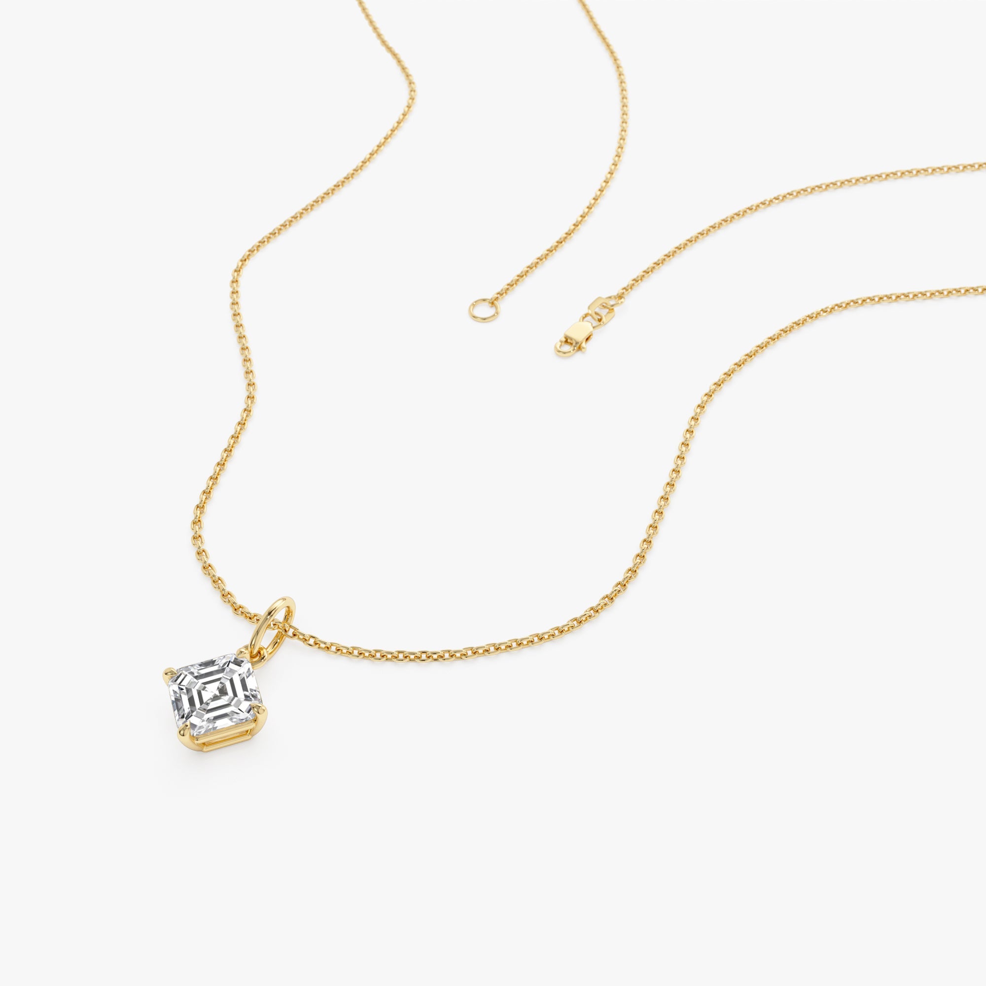 OBFJ0341 - 1.00 Ctw 14k Asscher Cut Lab Grown Diamond Classic Charm Necklace - Joice 3