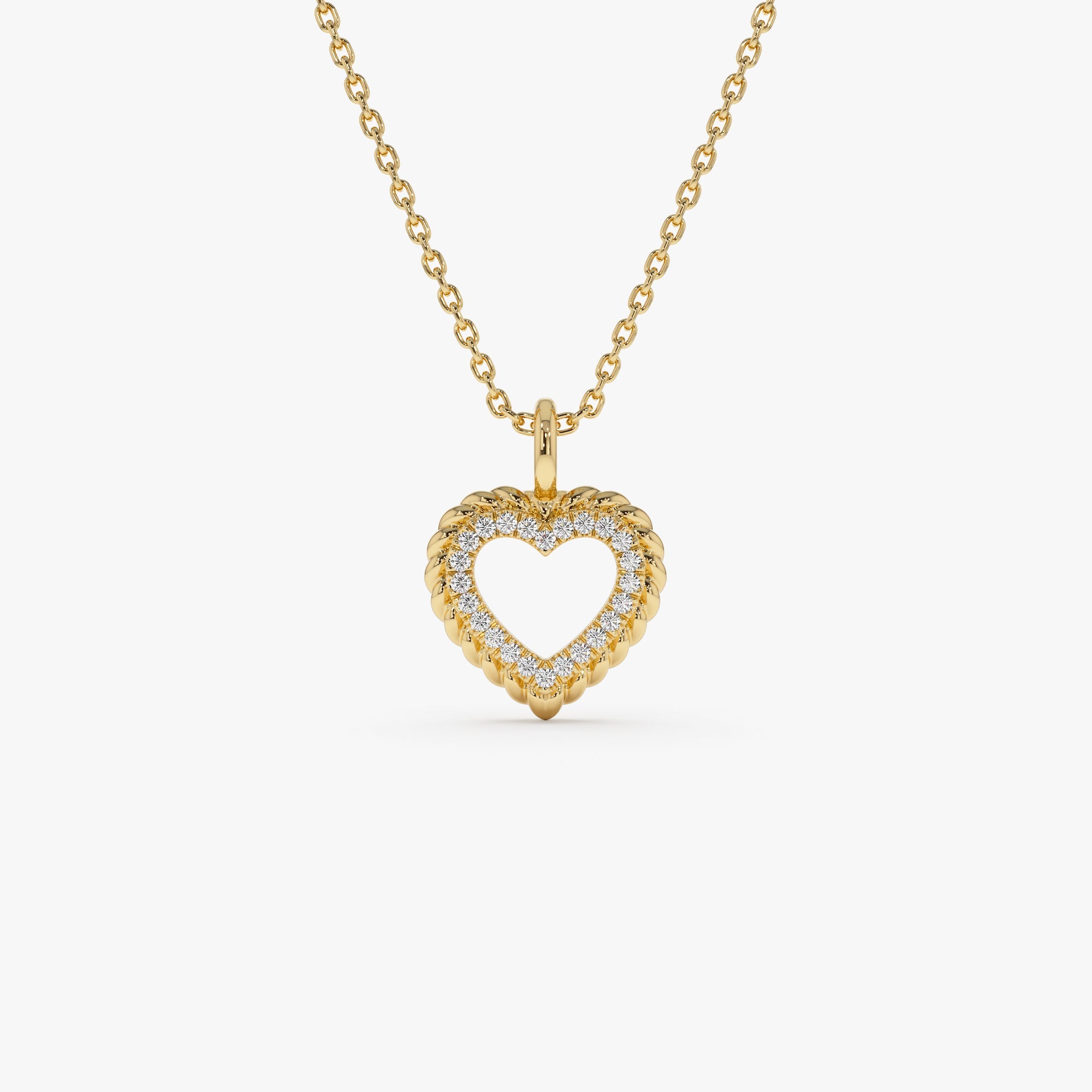 OBFJ0298 - 14k Gold Natural Diamond Open Heart Charm 1