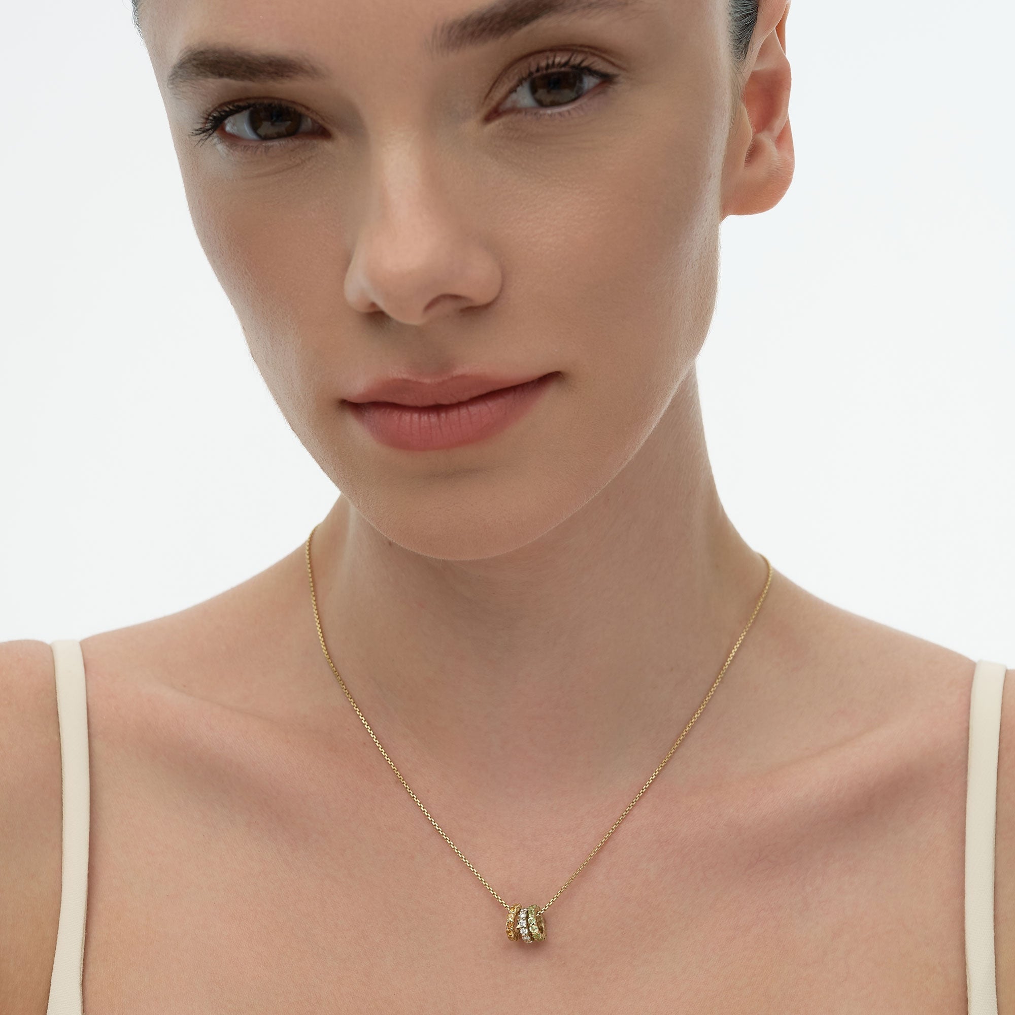 OBFJ0256 - 14k Mini Rondelle Charm in Lab Grown Diamond 4
