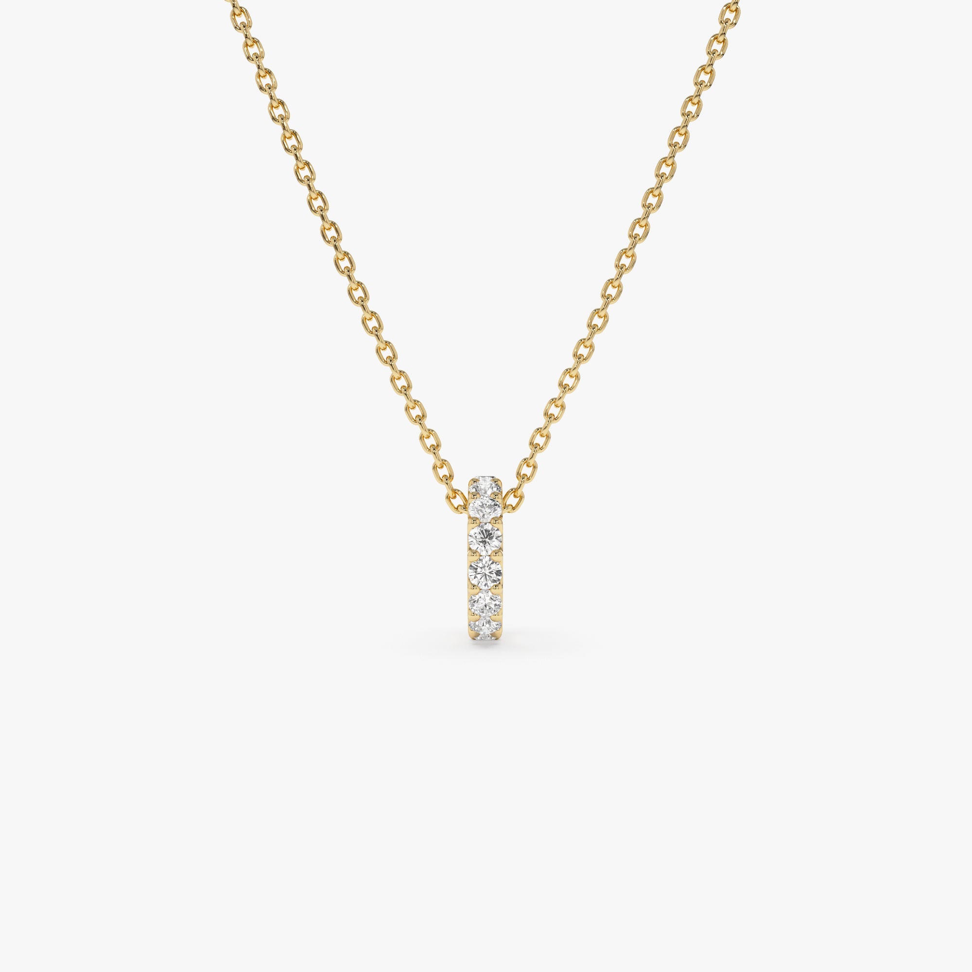 OBFJ0256 - 14k Mini Rondelle Charm in Lab Grown Diamond 7