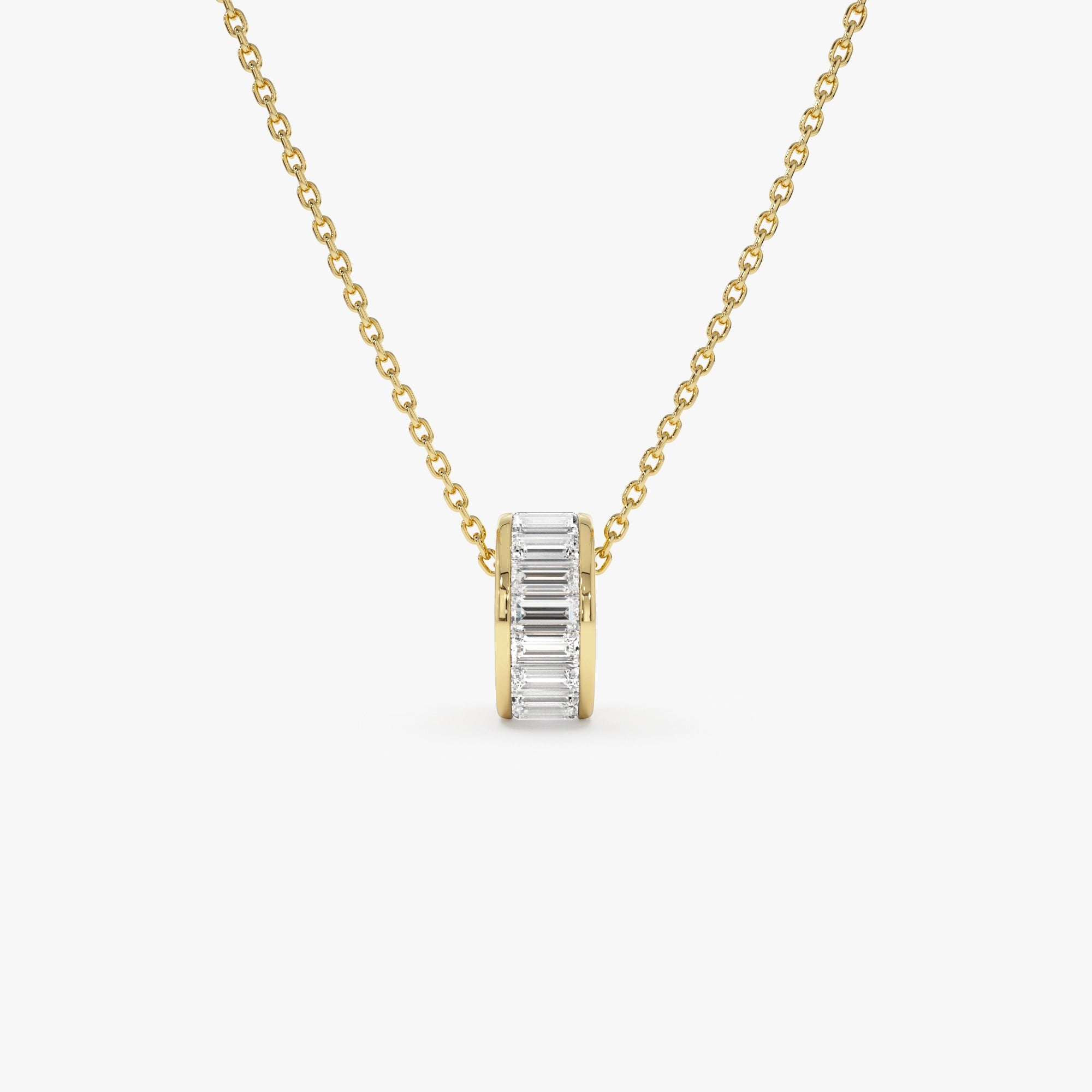 OBFJ0254 - 0.85 Ctw 14k Lab Grown Baguette Diamond Rondelle Charm - Verna 3