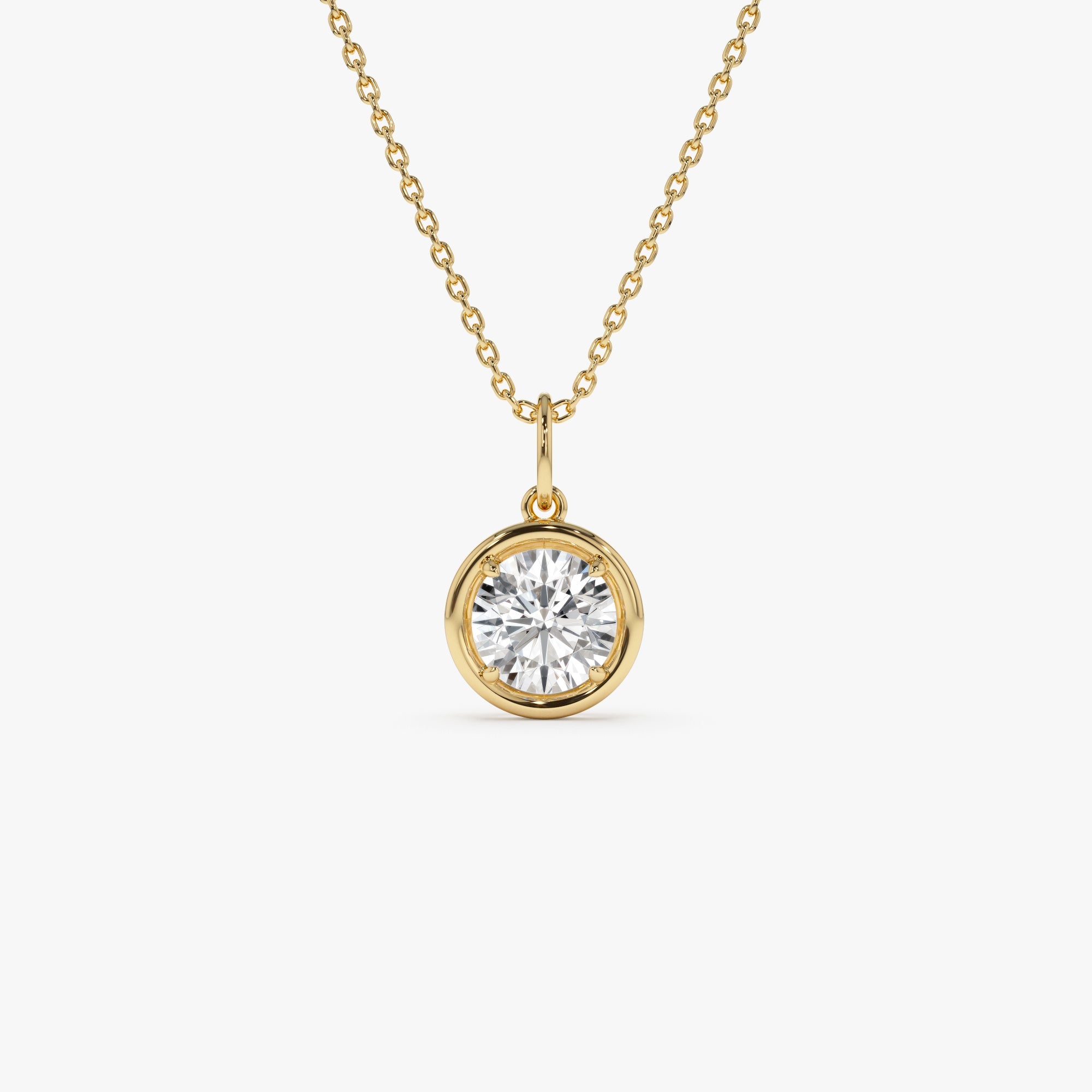 OBFJ0268 - 1 CTW 14k Round Shaped Lab Grown Diamond Pendant Necklace - Alira 1