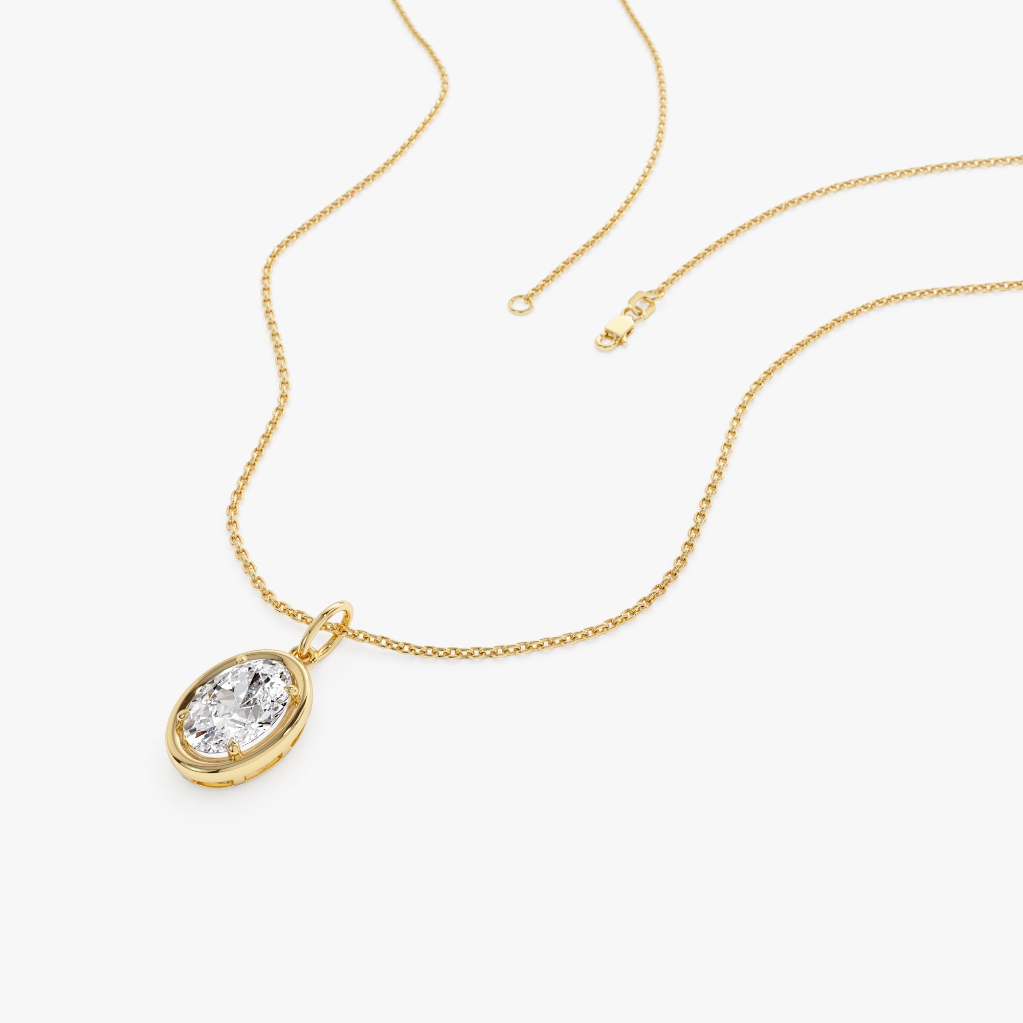 OBFJ0267 - 1 CTW 14k Oval Shaped Lab Grown Diamond Pendant Necklace - Bindi 3