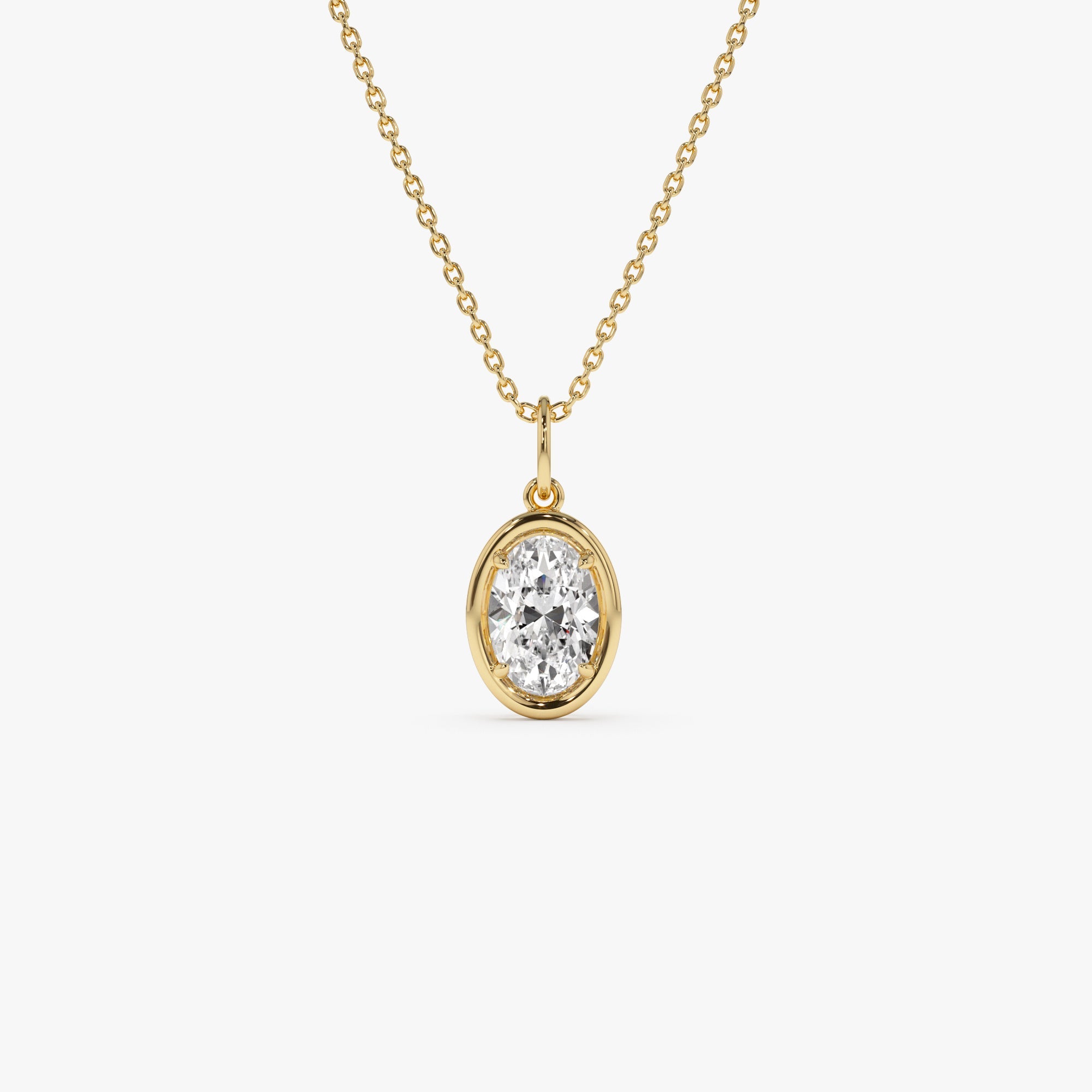 OBFJ0267 - 1 CTW 14k Oval Shaped Lab Grown Diamond Pendant Necklace - Bindi 1