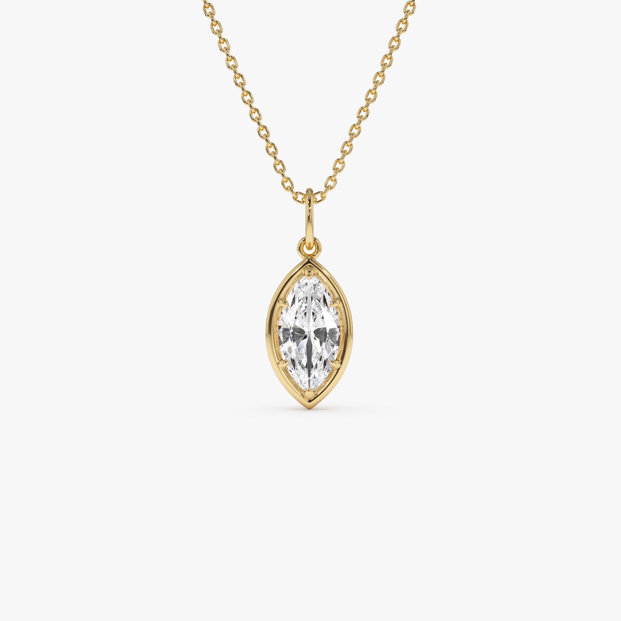OBFJ0266 - 1 CTW 14k  Marquise Shape Lab Grown Diamond Pendant Necklace - Daku 1