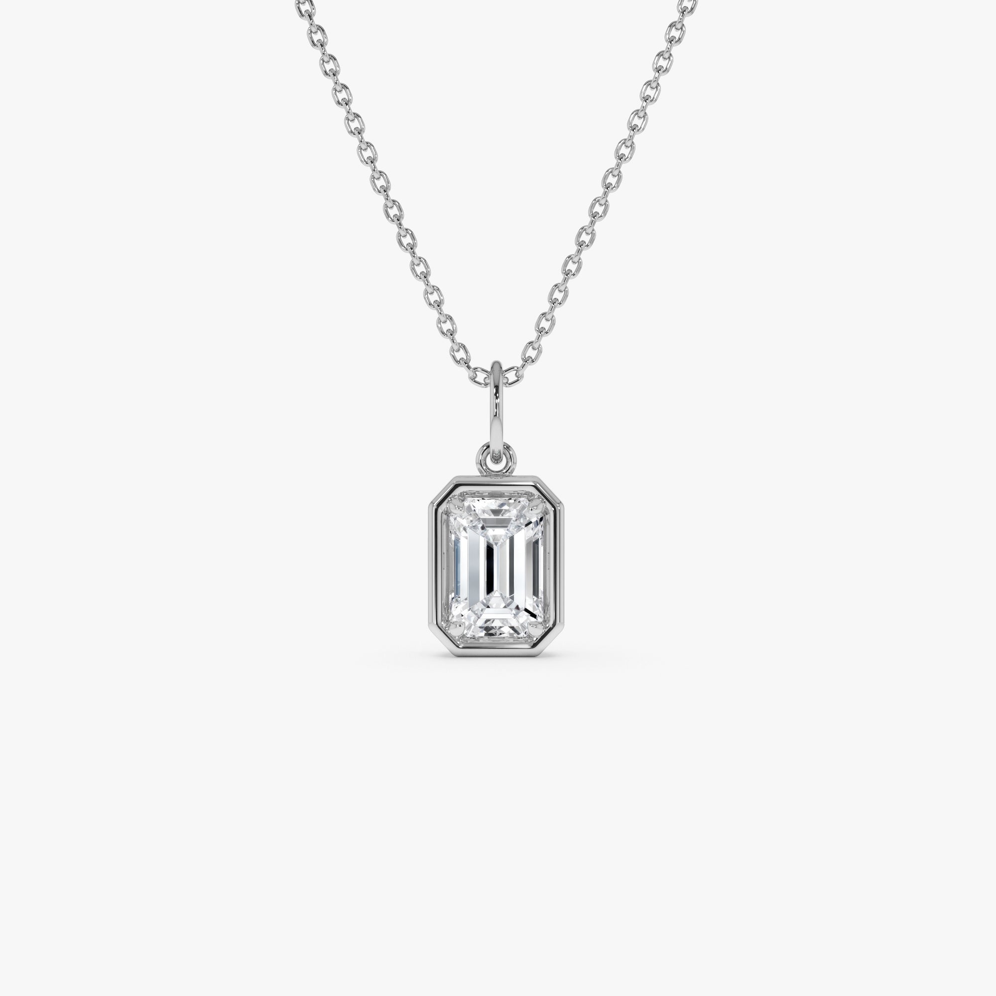 OBFJ0265 - 1 CTW 14k  Emerald Cut Lab Grown Diamond Pendant Necklace - Jarra 2