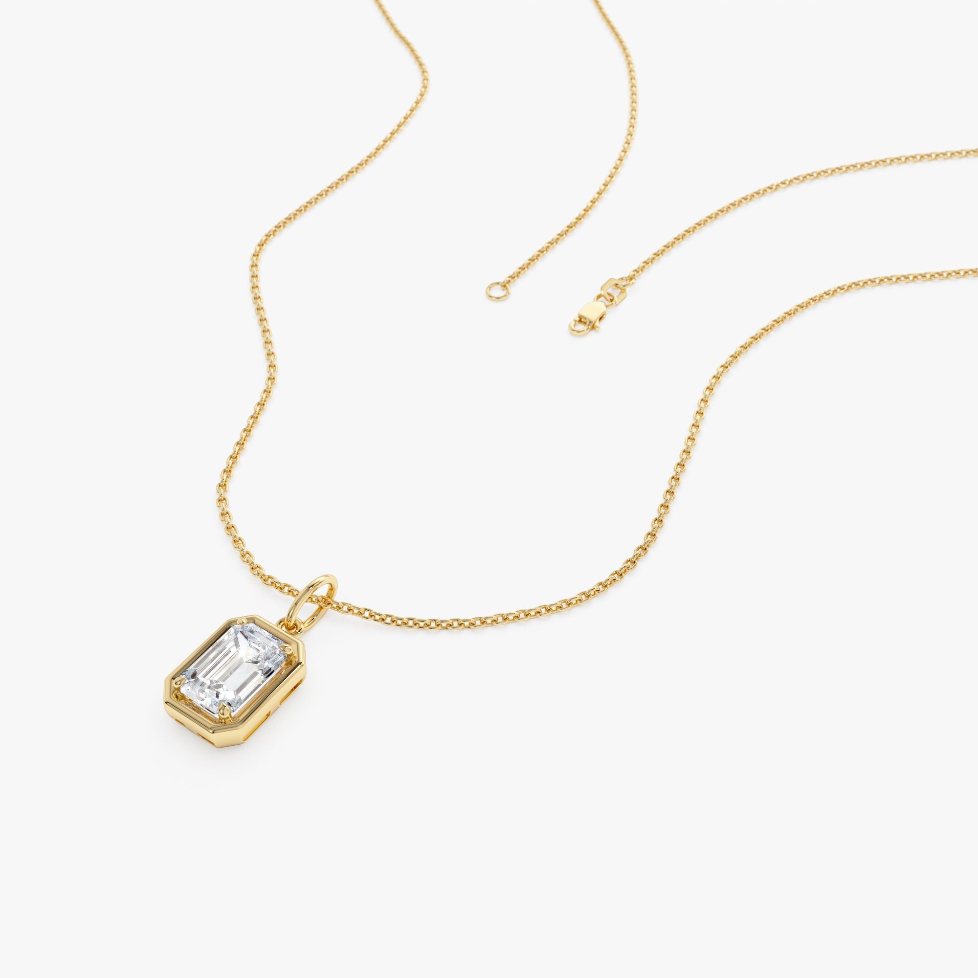 OBFJ0265 - 1 CTW 14k  Emerald Cut Lab Grown Diamond Pendant Necklace - Jarra 3