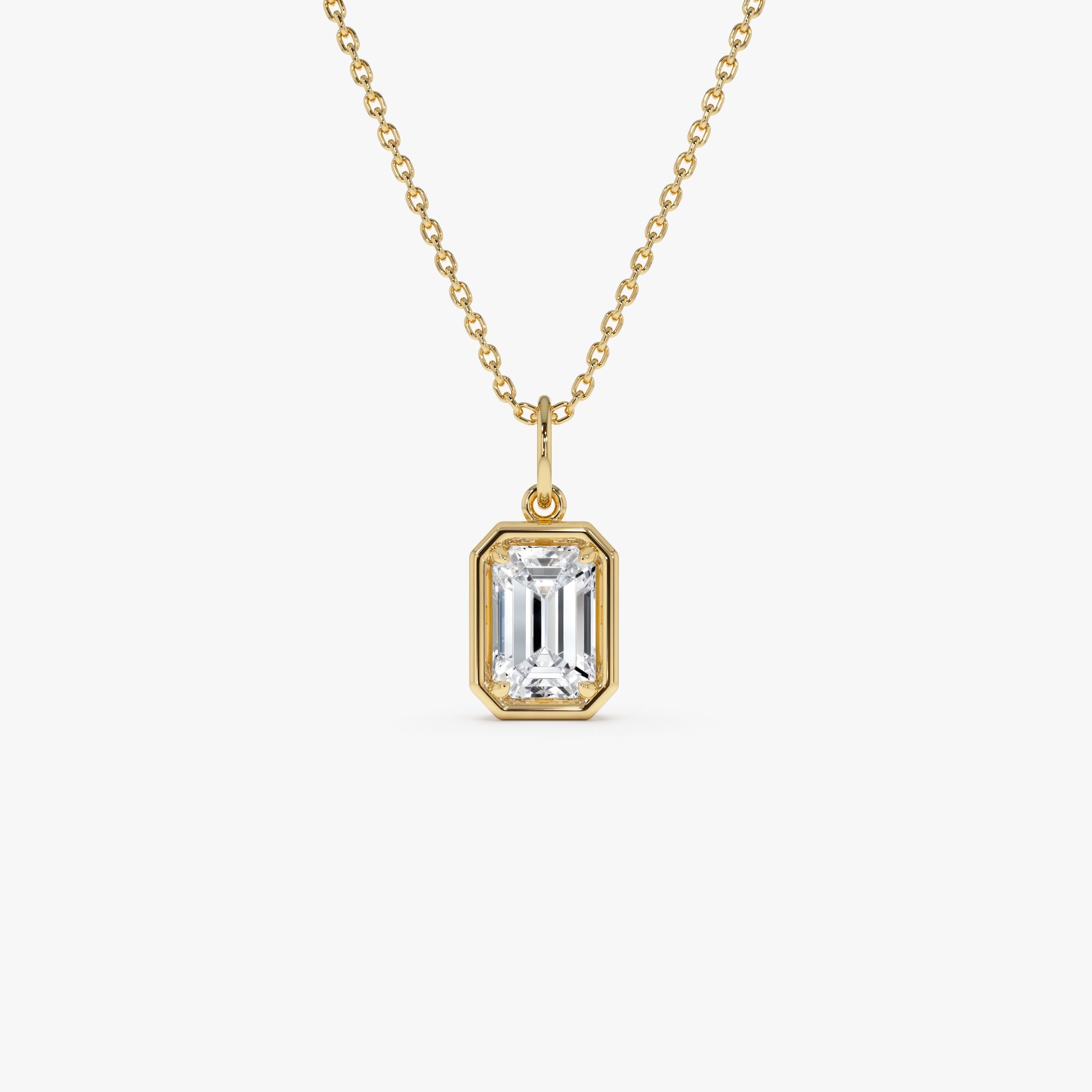 OBFJ0265 - 1 CTW 14k  Emerald Cut Lab Grown Diamond Pendant Necklace - Jarra 1
